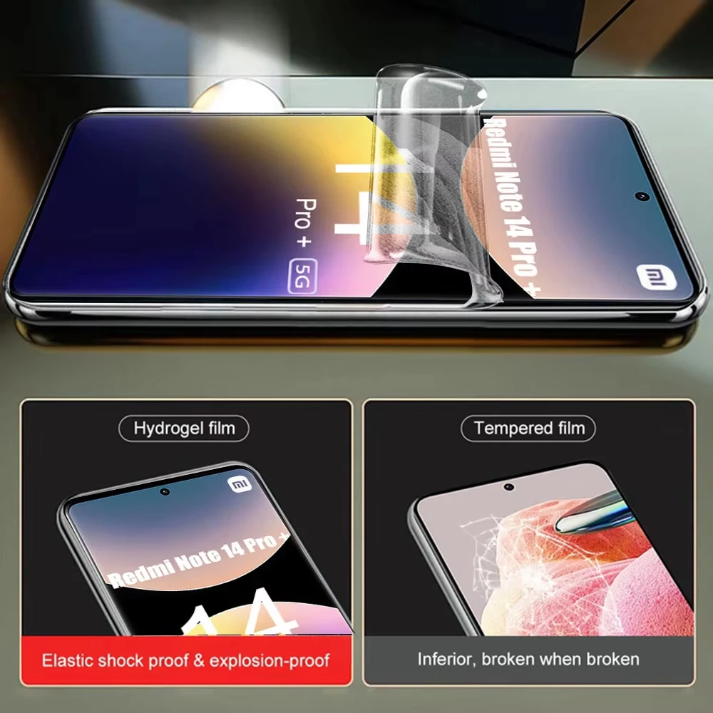4 PCS Hydrogel Film For Xiaomi Redmi Note 14 Pro Plus 13 12 11 11S 12S 10S 9T Soft Screen Protector For Redmi Note 14 5G 4G Film