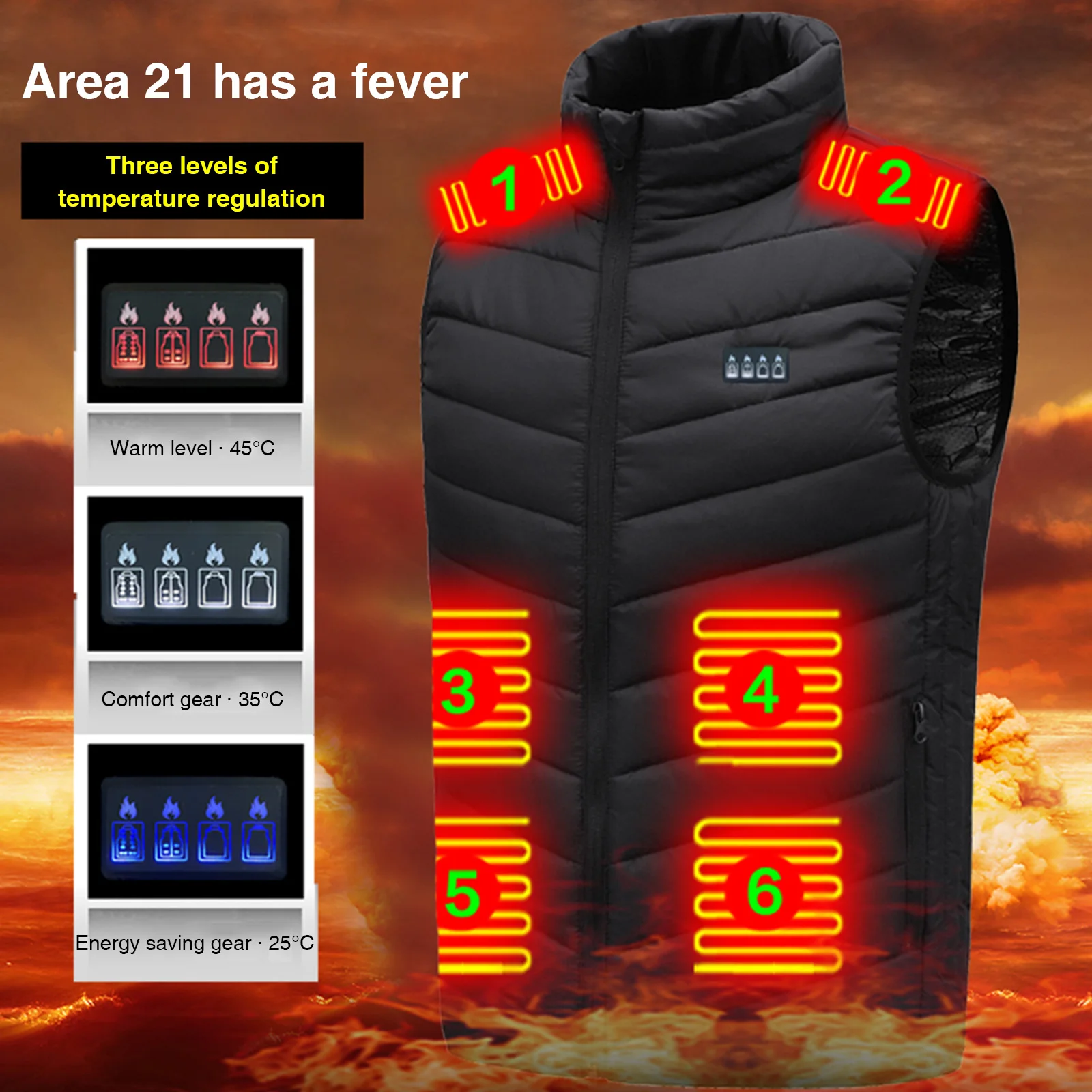 Men USB Infrared 21 Heating Areas Vest Jacket Men Winter Electric Heated Vest Waistcoat For Sports Hiking Oversized xxl-6xl for