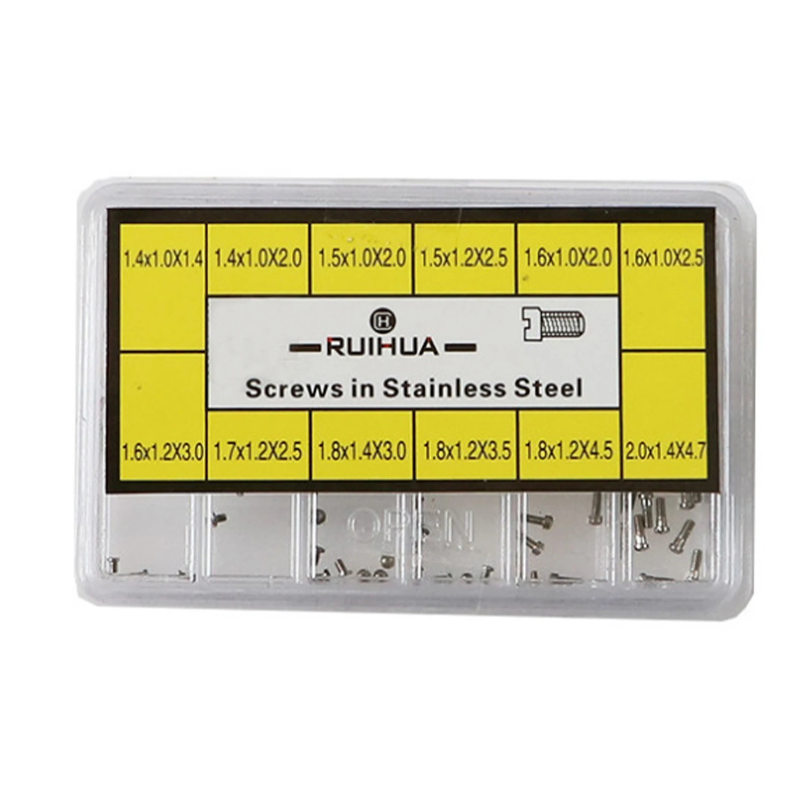 1.4mm-2.0mm 12 Sizes One Slotted Head Stainless Steel Watch Case Screws for Watch Repairing Replacement Screws Watchmakers Tools