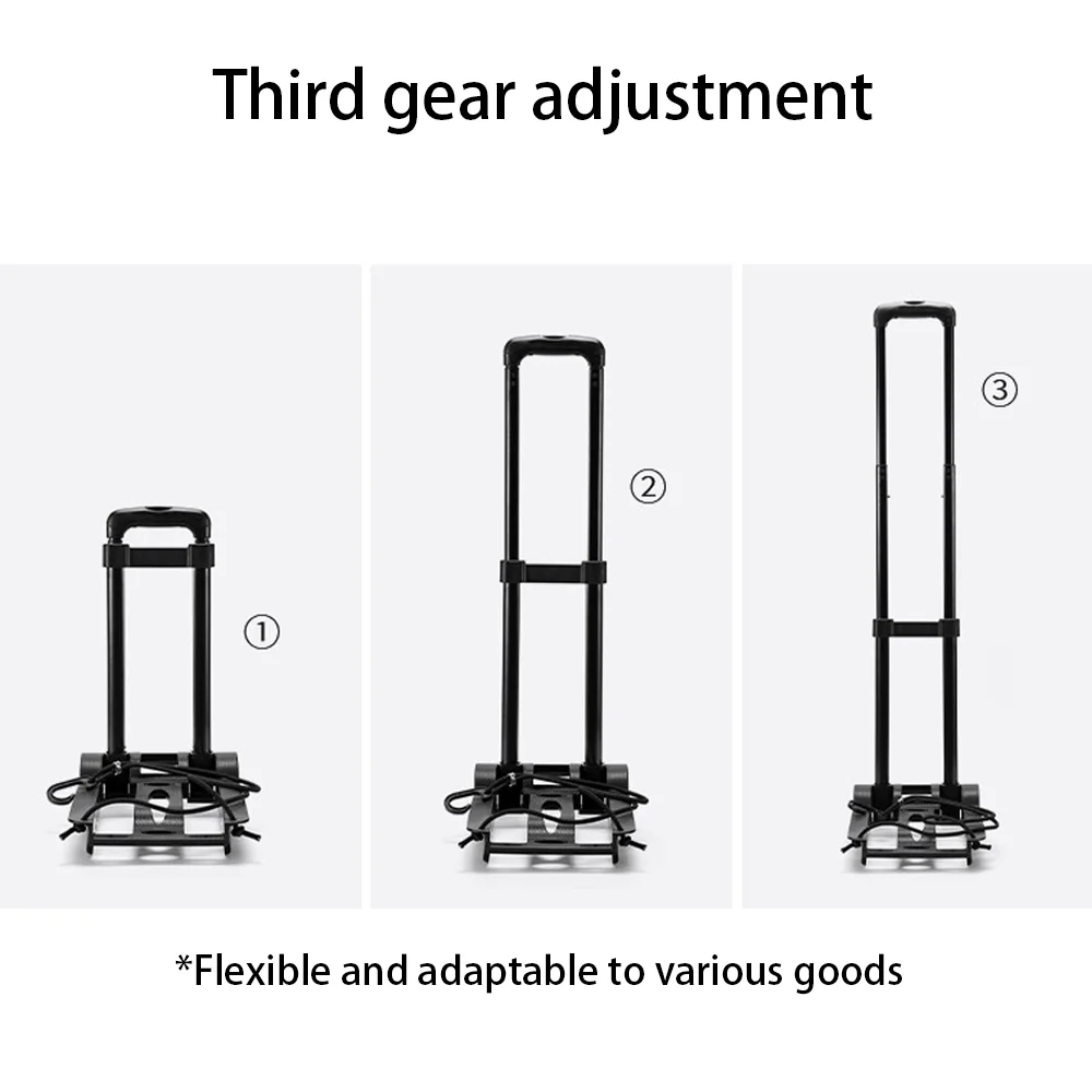 Folding Luggage Trolley Wheel Shopping Cart Portable Hand Truck Barrow Cart Travel Luggage Home Use Cart Adjustable Pull Rod