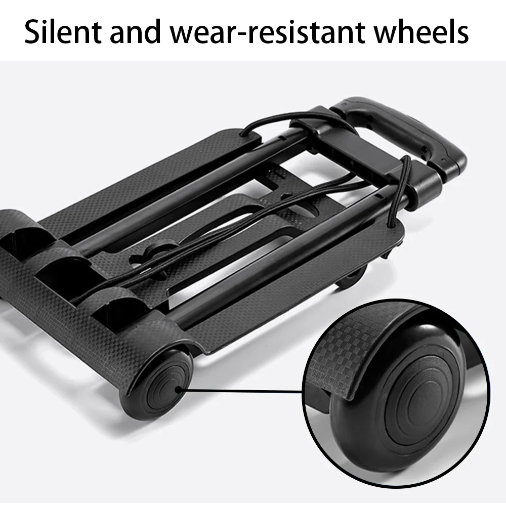 Folding Luggage Trolley Wheel Shopping Cart Portable Hand Truck Barrow Cart Travel Luggage Home Use Cart Adjustable Pull Rod