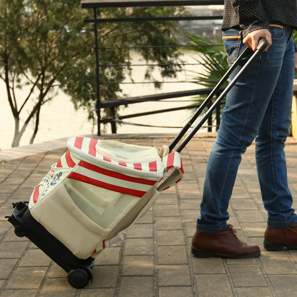 Folding Luggage Trolley Wheel Shopping Cart Portable Hand Truck Barrow Cart Travel Luggage Home Use Cart Adjustable Pull Rod