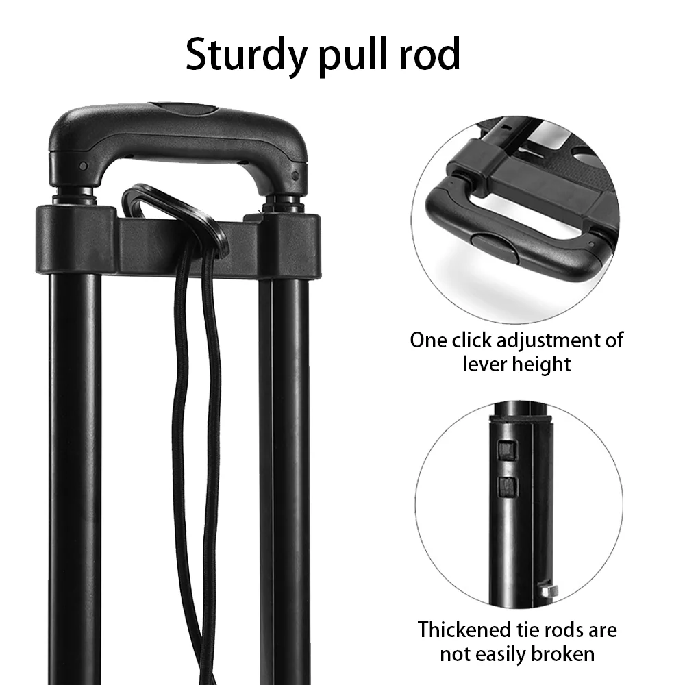 Folding Luggage Trolley Wheel Shopping Cart Portable Hand Truck Barrow Cart Travel Luggage Home Use Cart Adjustable Pull Rod