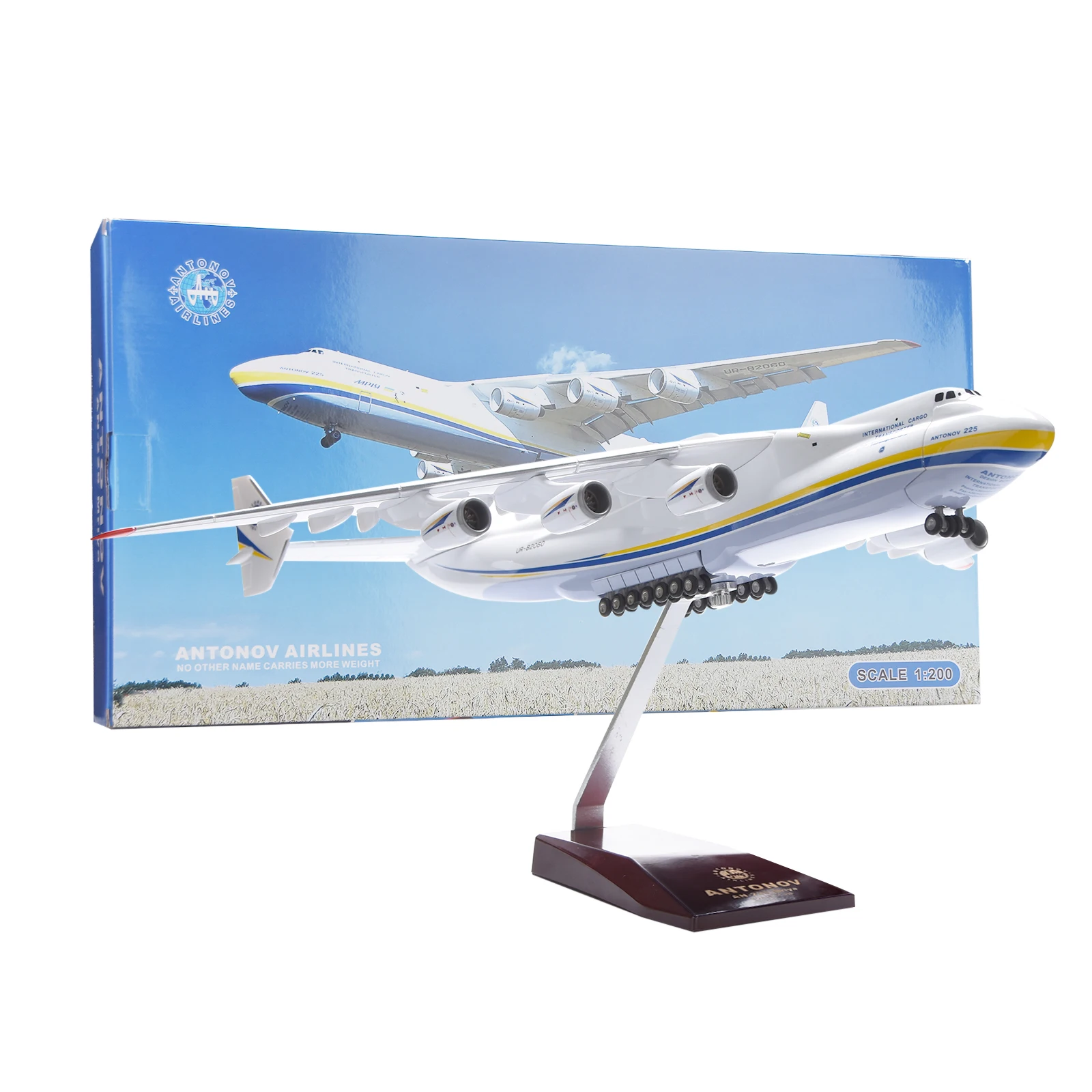 Highly Detailed Airplane 1/200 Antonov Ukraine An-225 Aircraft Strategic Transport Resin Plane Model 16.6" Souvenir Home Decora