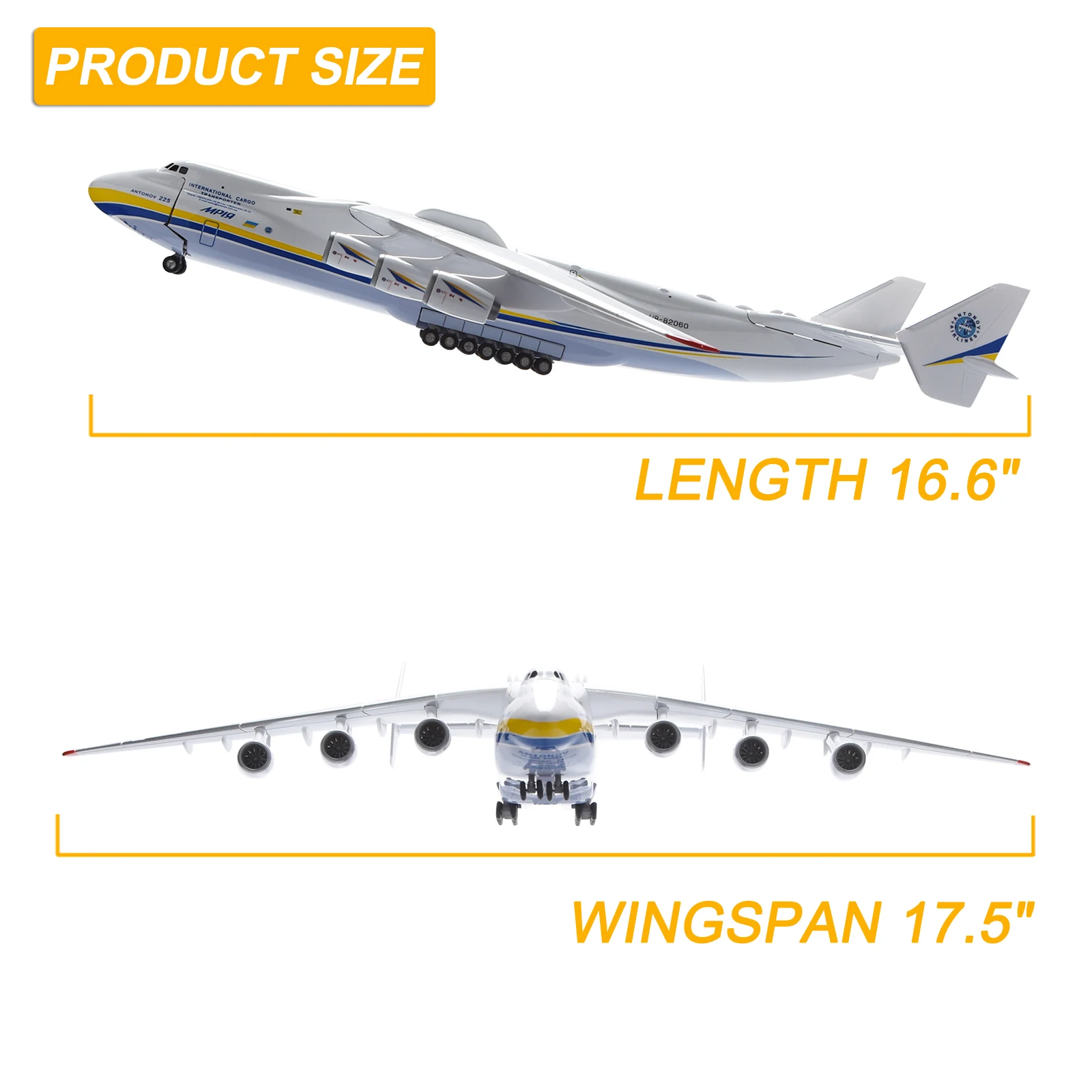 Highly Detailed Airplane 1/200 Antonov Ukraine An-225 Aircraft Strategic Transport Resin Plane Model 16.6" Souvenir Home Decora