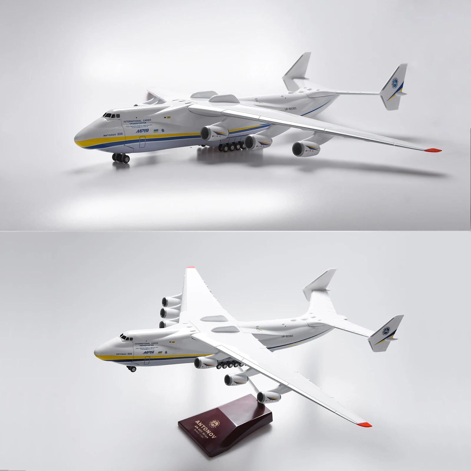 Highly Detailed Airplane 1/200 Antonov Ukraine An-225 Aircraft Strategic Transport Resin Plane Model 16.6" Souvenir Home Decora