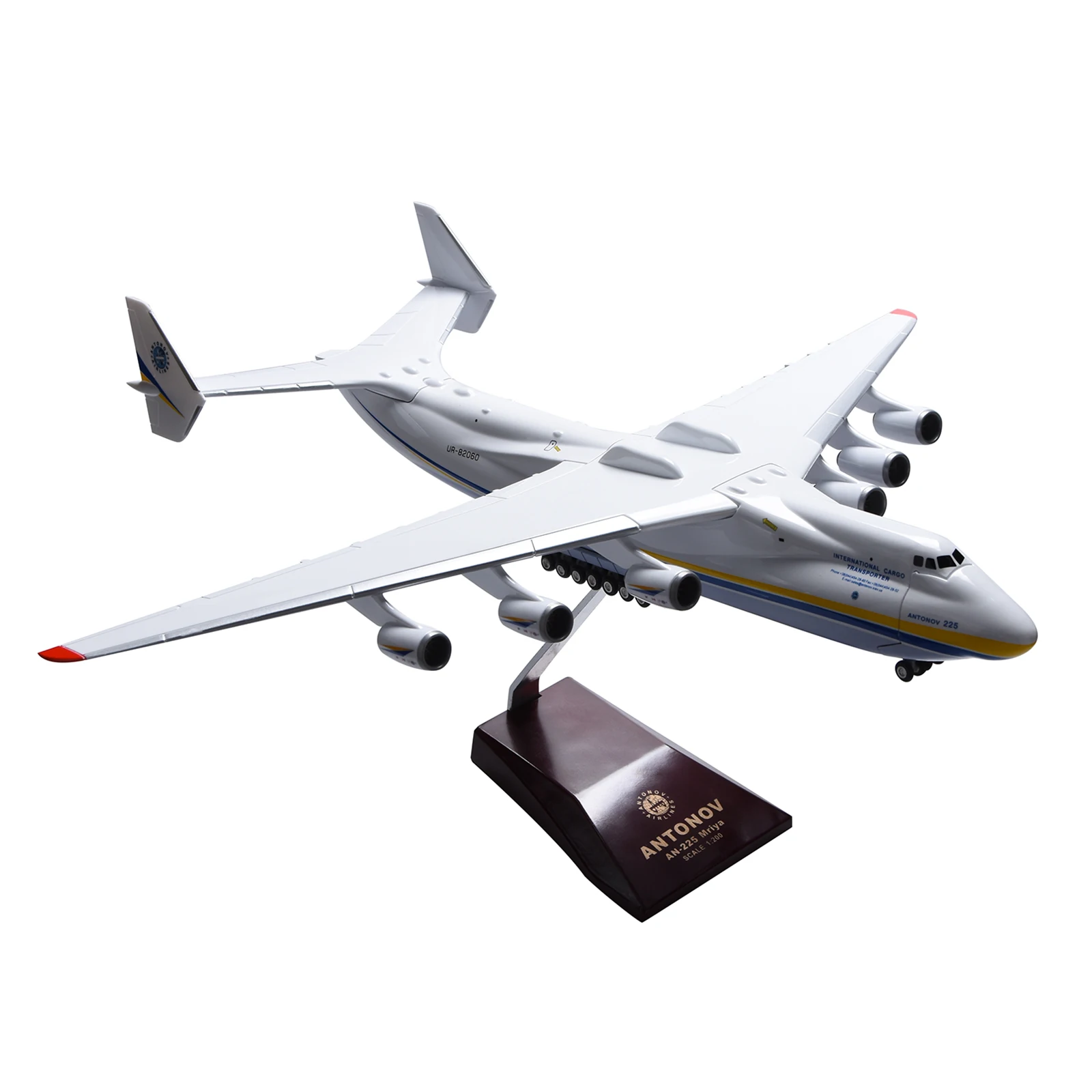 Highly Detailed Airplane 1/200 Antonov Ukraine An-225 Aircraft Strategic Transport Resin Plane Model 16.6" Souvenir Home Decora