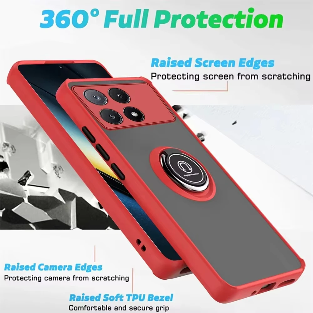 Shockproof Magnetic Phone Case For Xiaomi Poco X6 Pro 5G M6 X5 5G X3 NFC M3 M4 Pro 4G F4 GT Holder Cover For Poco F6 Pro Cover