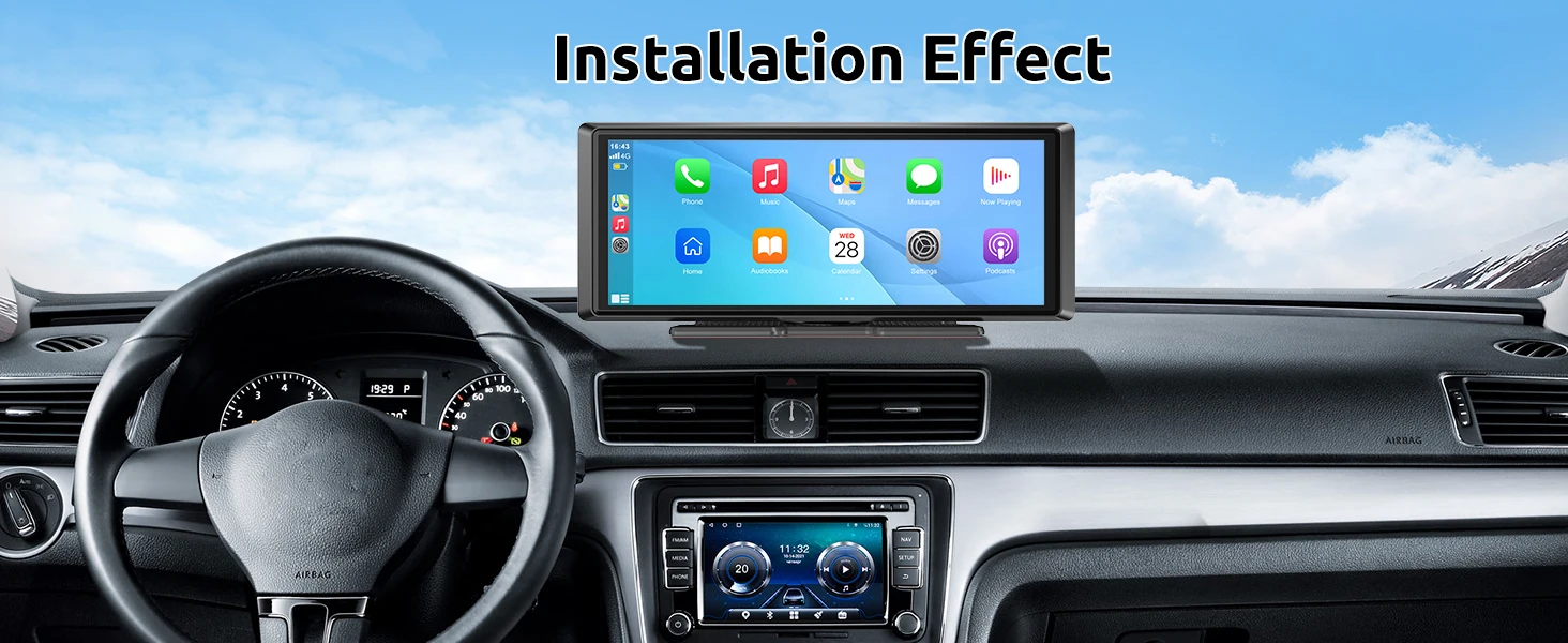ESSGOO 8.1" Portable Carplay Universal For Cars RVs Trucks Car Stereo Radio SUVs Pickups Android Auto FM BT MP5 Player AUX