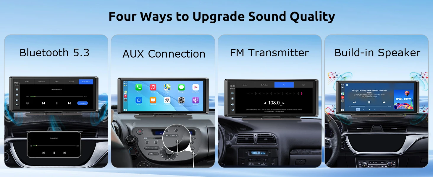 ESSGOO 8.1" Portable Carplay Universal For Cars RVs Trucks Car Stereo Radio SUVs Pickups Android Auto FM BT MP5 Player AUX
