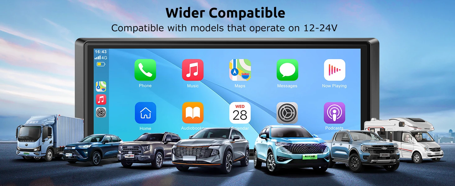 ESSGOO 8.1" Portable Carplay Universal For Cars RVs Trucks Car Stereo Radio SUVs Pickups Android Auto FM BT MP5 Player AUX