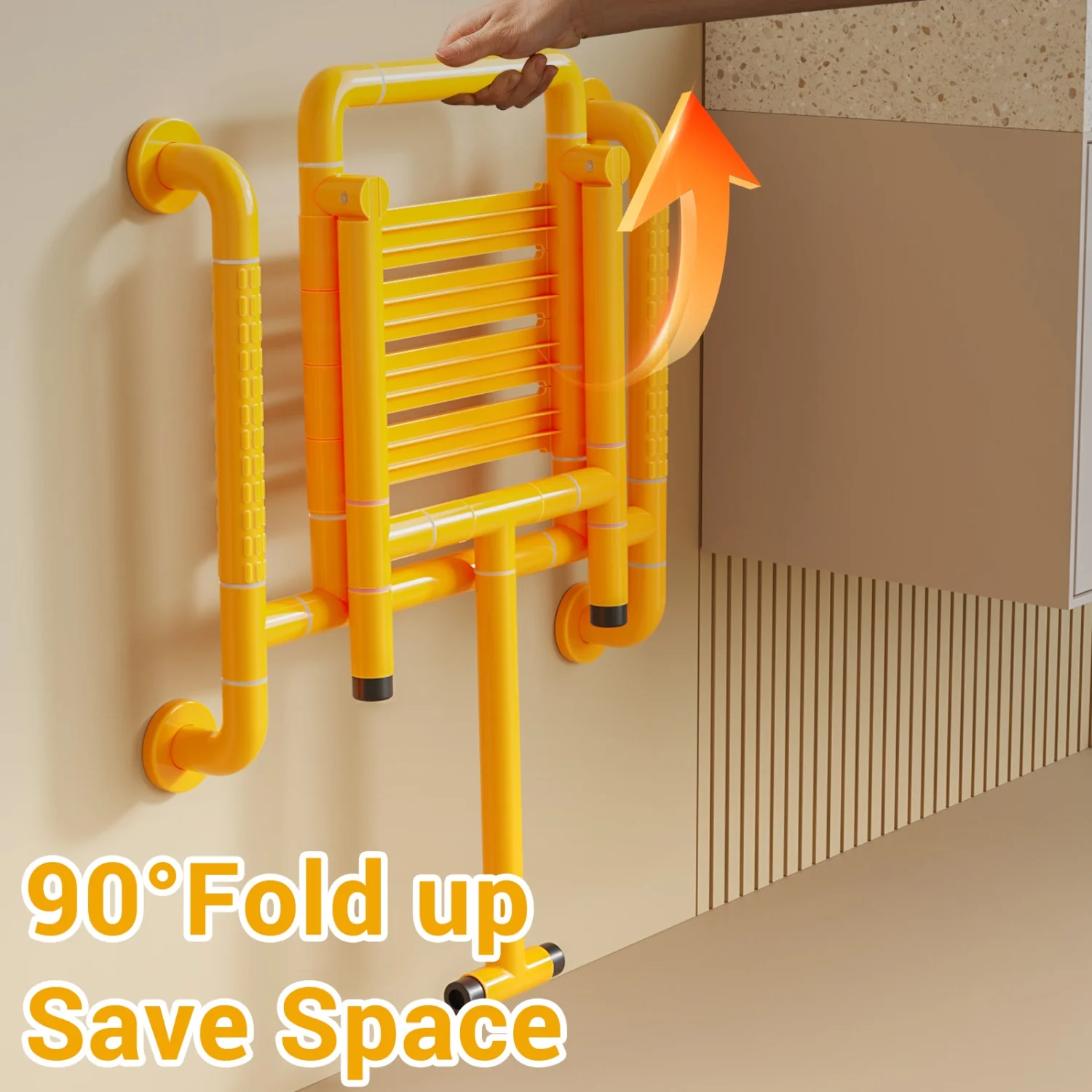 Shower Seat Folding Wall Mounted Fold Up Shower Bench Bath Stool with 150Kg Load Capacity for Seniors Pregnant Women Adults
