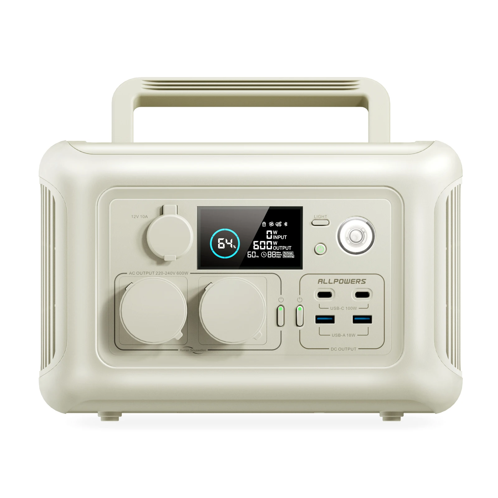 ALLPOWERS R600 Portable Power Station 600W 299Wh LiFePO4 Solar Generator UPS Battery Backup MPPT & 100W Solar panel for Camping