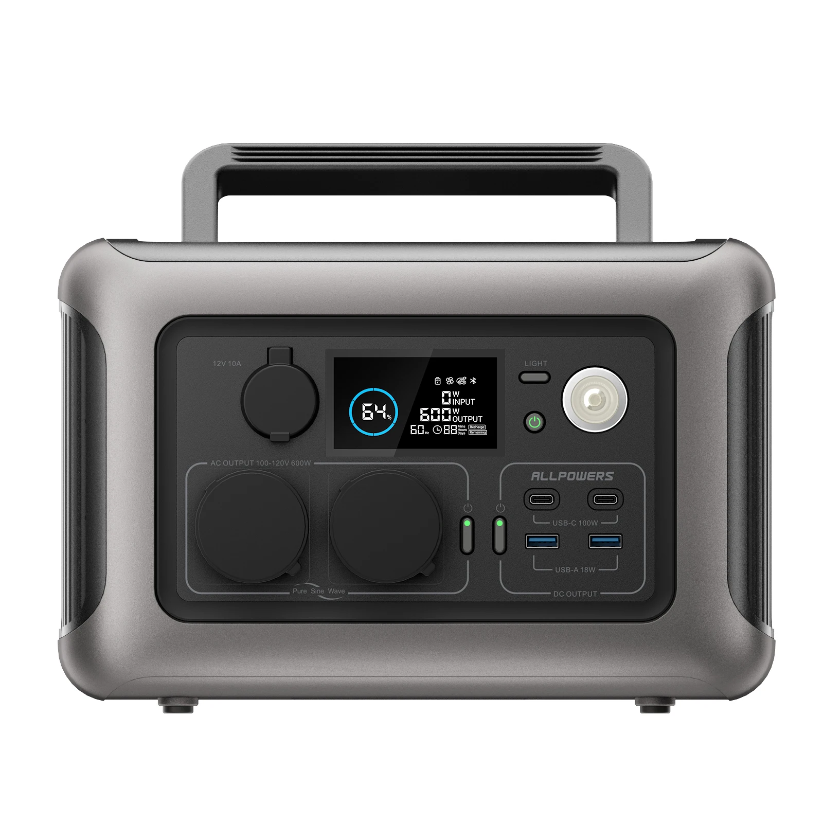 ALLPOWERS R600 Portable Power Station 600W 299Wh LiFePO4 Solar Generator UPS Battery Backup MPPT & 100W Solar panel for Camping
