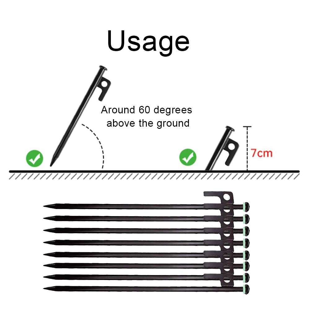 4/8Pcs Tent Stakes Forged Steel Tent Pegs Heavy Duty Ground Stakes 30cm Camping Tent Spikes with Storage Bag for Outdoor Camping