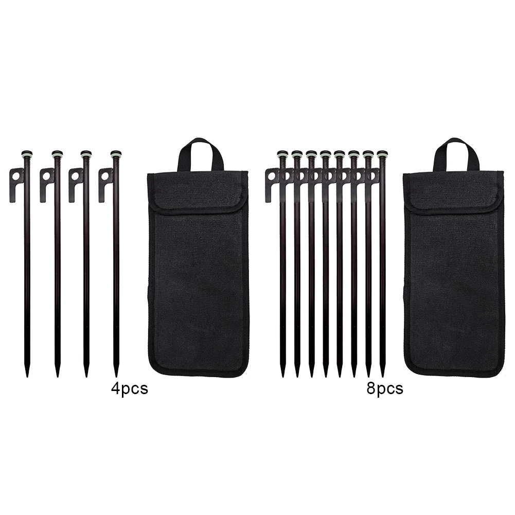 4/8Pcs Tent Stakes Forged Steel Tent Pegs Heavy Duty Ground Stakes 30cm Camping Tent Spikes with Storage Bag for Outdoor Camping