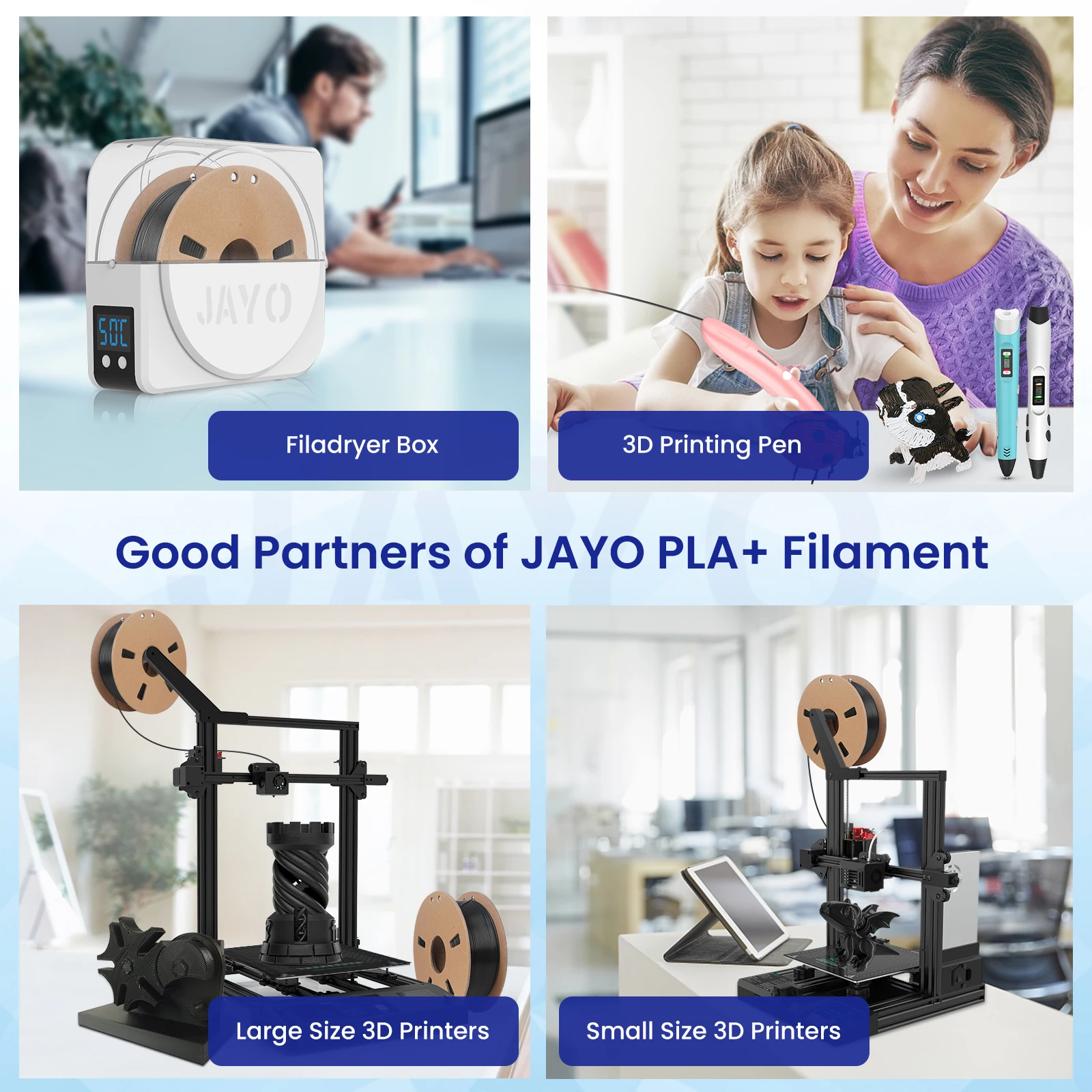 JAYO 3D PETG Filament 1.75mm +/-0.02mm 1100g PLA Printer Filament Neatly Wound 3D Printing Material For Bambu FDM 3D Printer