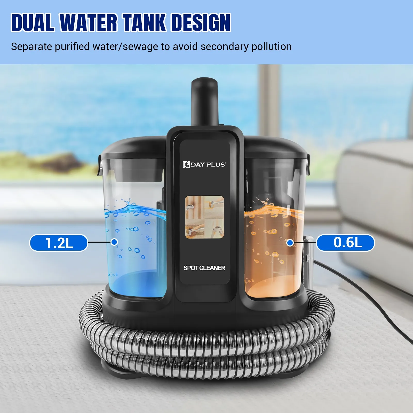 Spot Cleaner, Stain, Car, Upholstery, Sofa and Carpet Cleaning Machine, Portable and Compact Design, Included Solution Removes