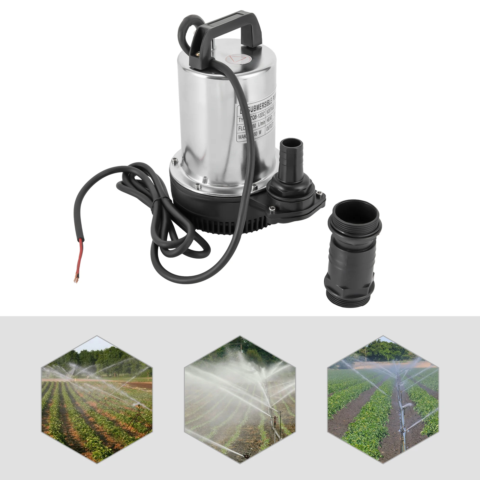 160W DC12V 50L/min Submersible Pump Water Pump High Delivery Pressure Fishing Pump for Homes, Farms, Campervan