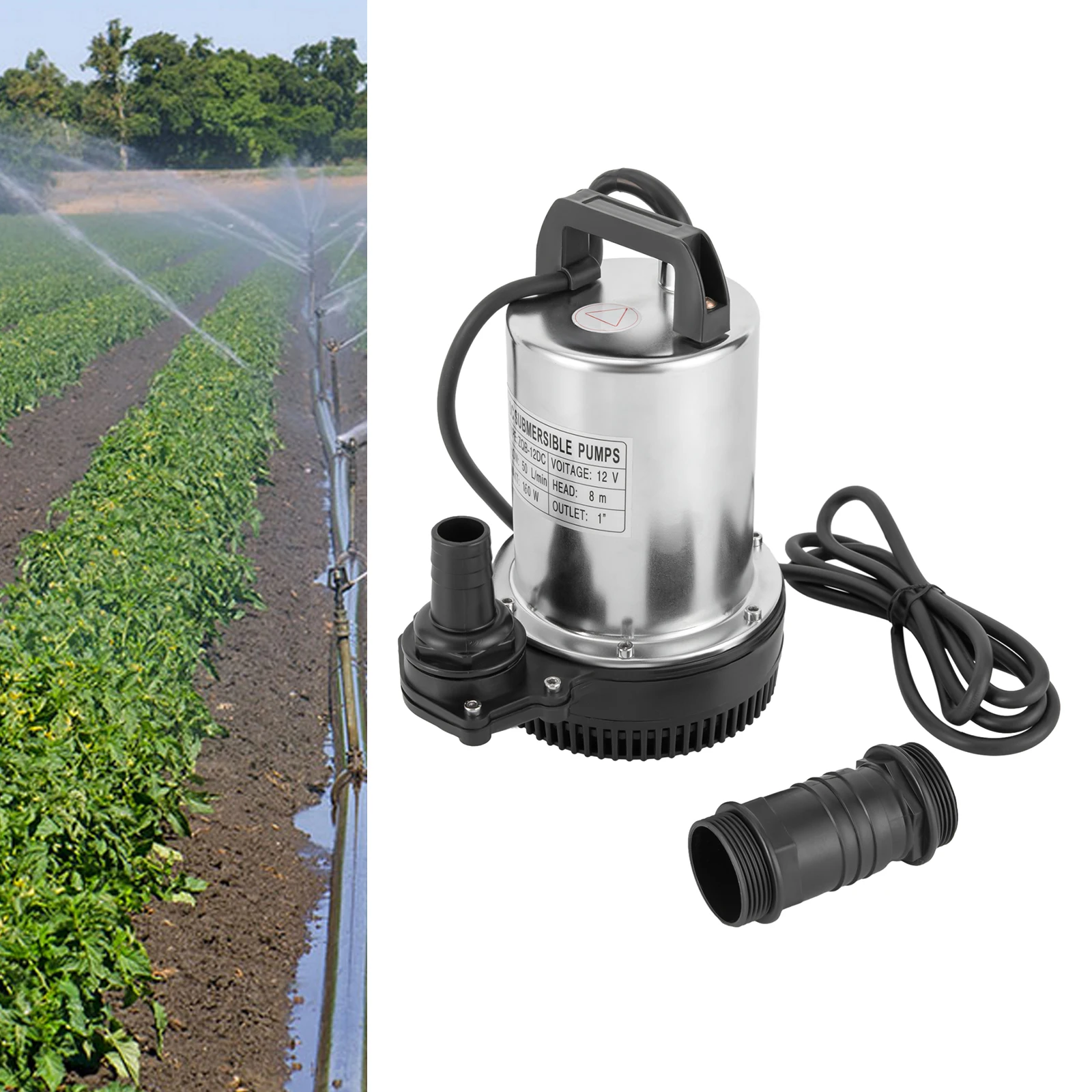 160W DC12V 50L/min Submersible Pump Water Pump High Delivery Pressure Fishing Pump for Homes, Farms, Campervan