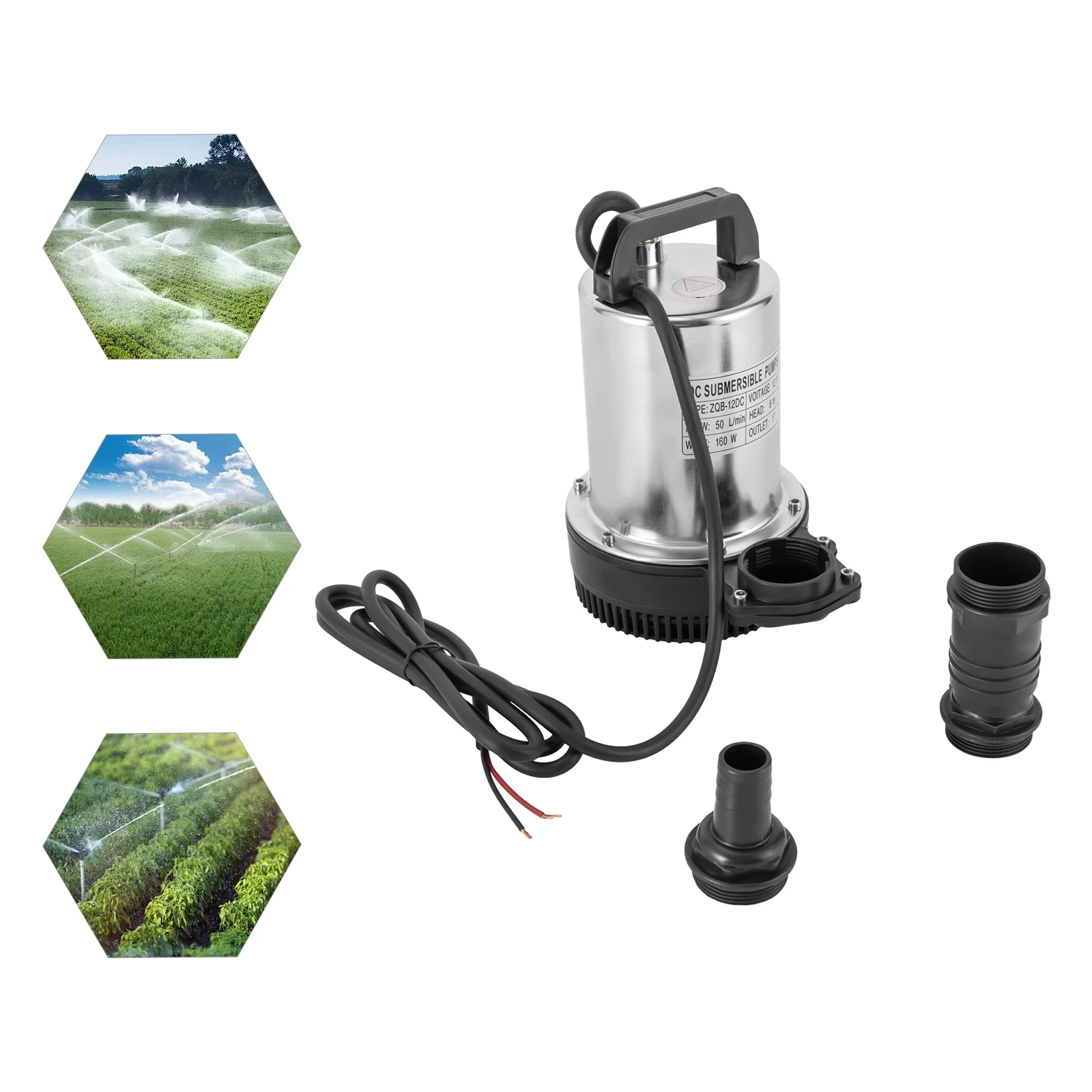 160W DC12V 50L/min Submersible Pump Water Pump High Delivery Pressure Fishing Pump for Homes, Farms, Campervan