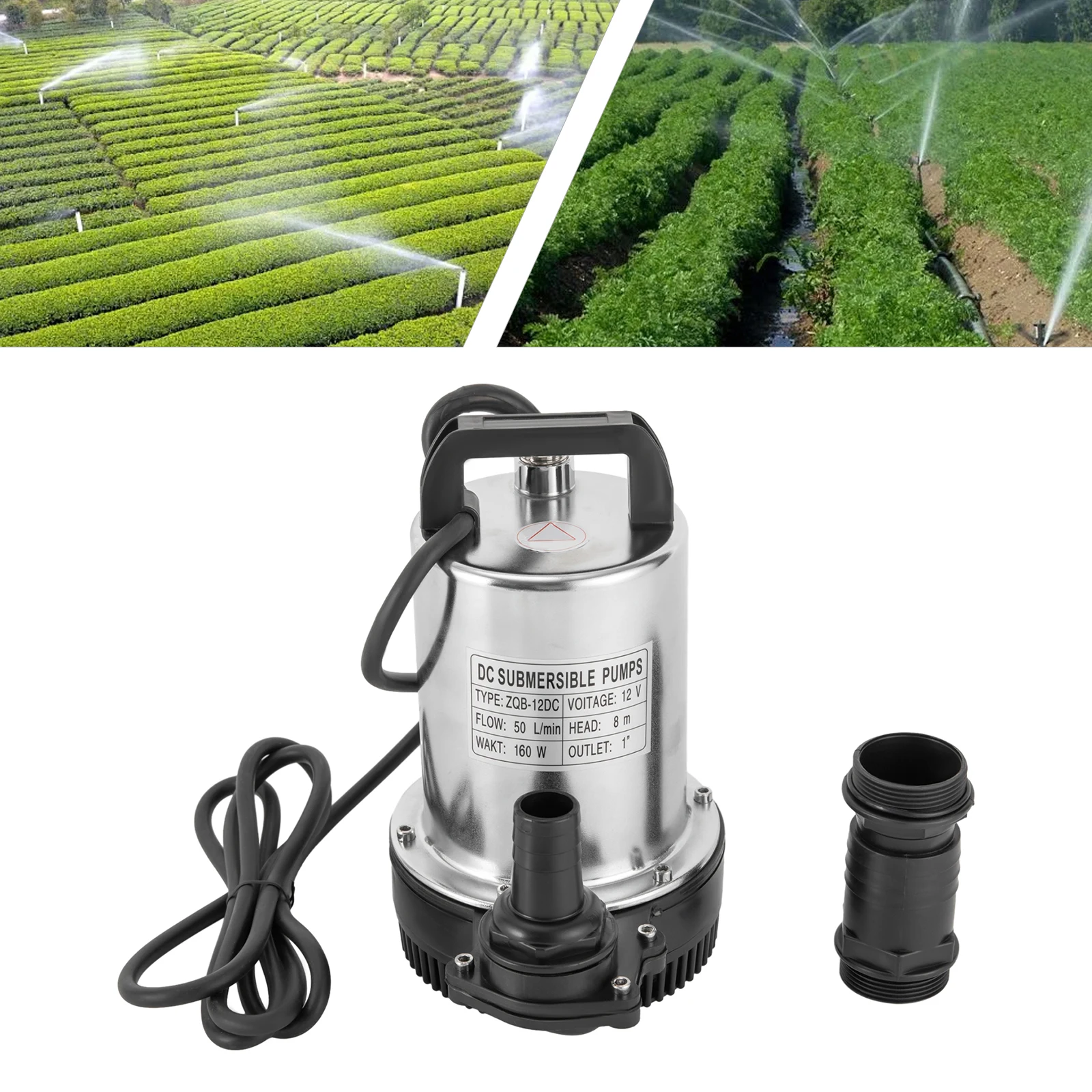 160W DC12V 50L/min Submersible Pump Water Pump High Delivery Pressure Fishing Pump for Homes, Farms, Campervan