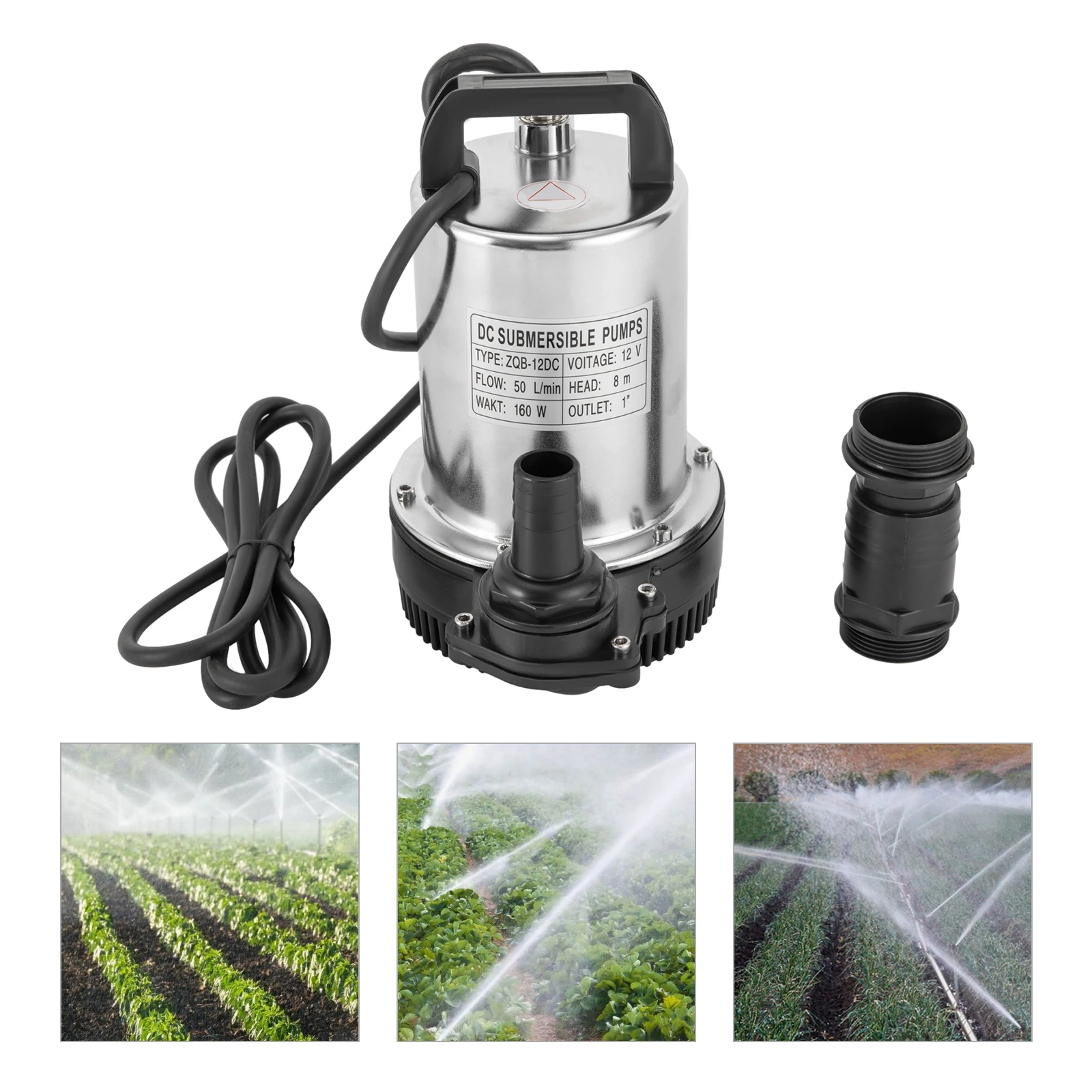 160W DC12V 50L/min Submersible Pump Water Pump High Delivery Pressure Fishing Pump for Homes, Farms, Campervan