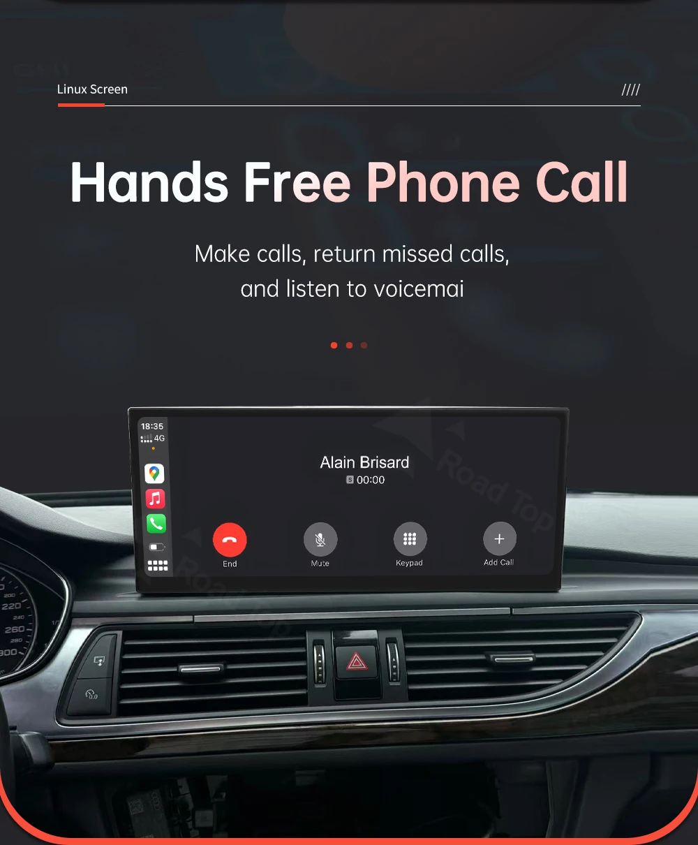 Wireless CarPlay Car Multimedia Display For Audi A6 A7 2016-2018 Linux Touch Screen with Android Auto Airplay Autolink Functions