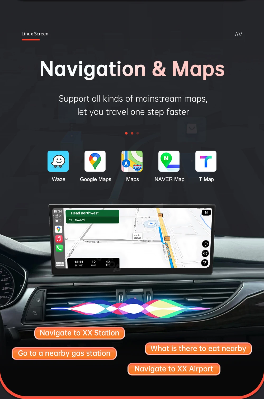 Wireless CarPlay Car Multimedia Display For Audi A6 A7 2016-2018 Linux Touch Screen with Android Auto Airplay Autolink Functions