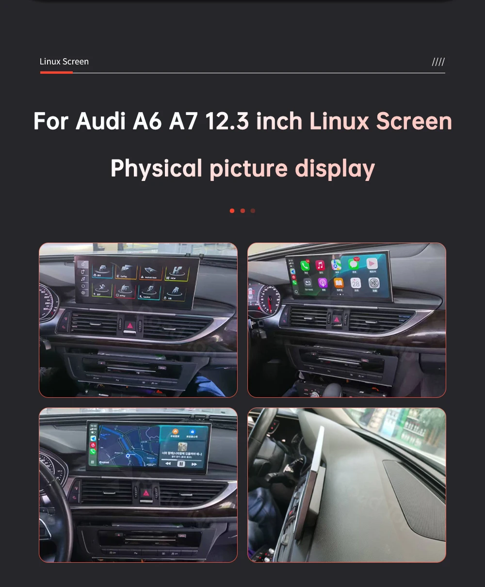 Wireless CarPlay Car Multimedia Display For Audi A6 A7 2016-2018 Linux Touch Screen with Android Auto Airplay Autolink Functions