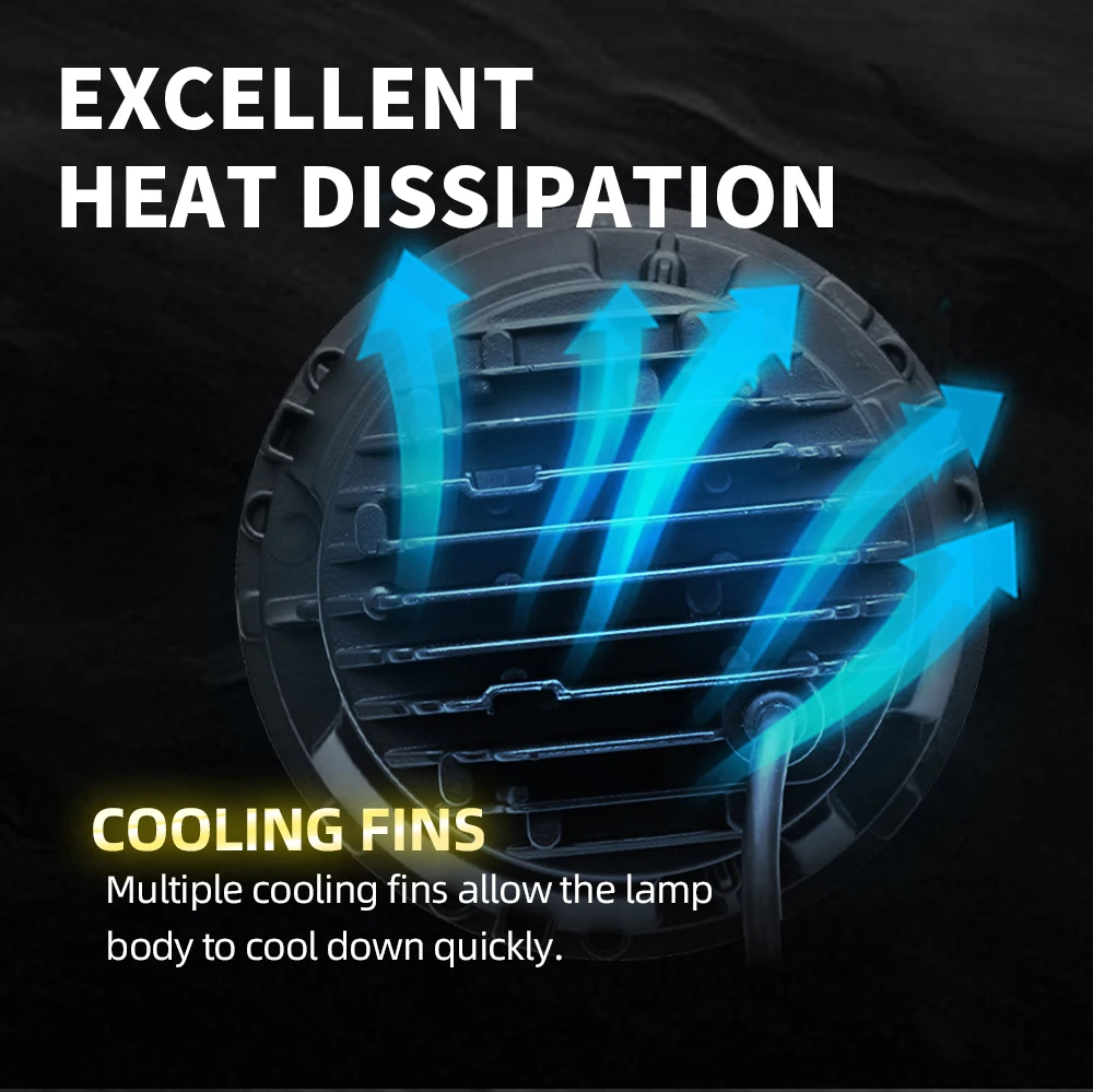 O LIGHT Car 7 Inch Led Headlight Hi/Low Beam H4 DRL Dot E9 For Jeep Wrangler JK LJ CJ Hummer OffRoad 4x4 Moto Headlamp 12V 24V