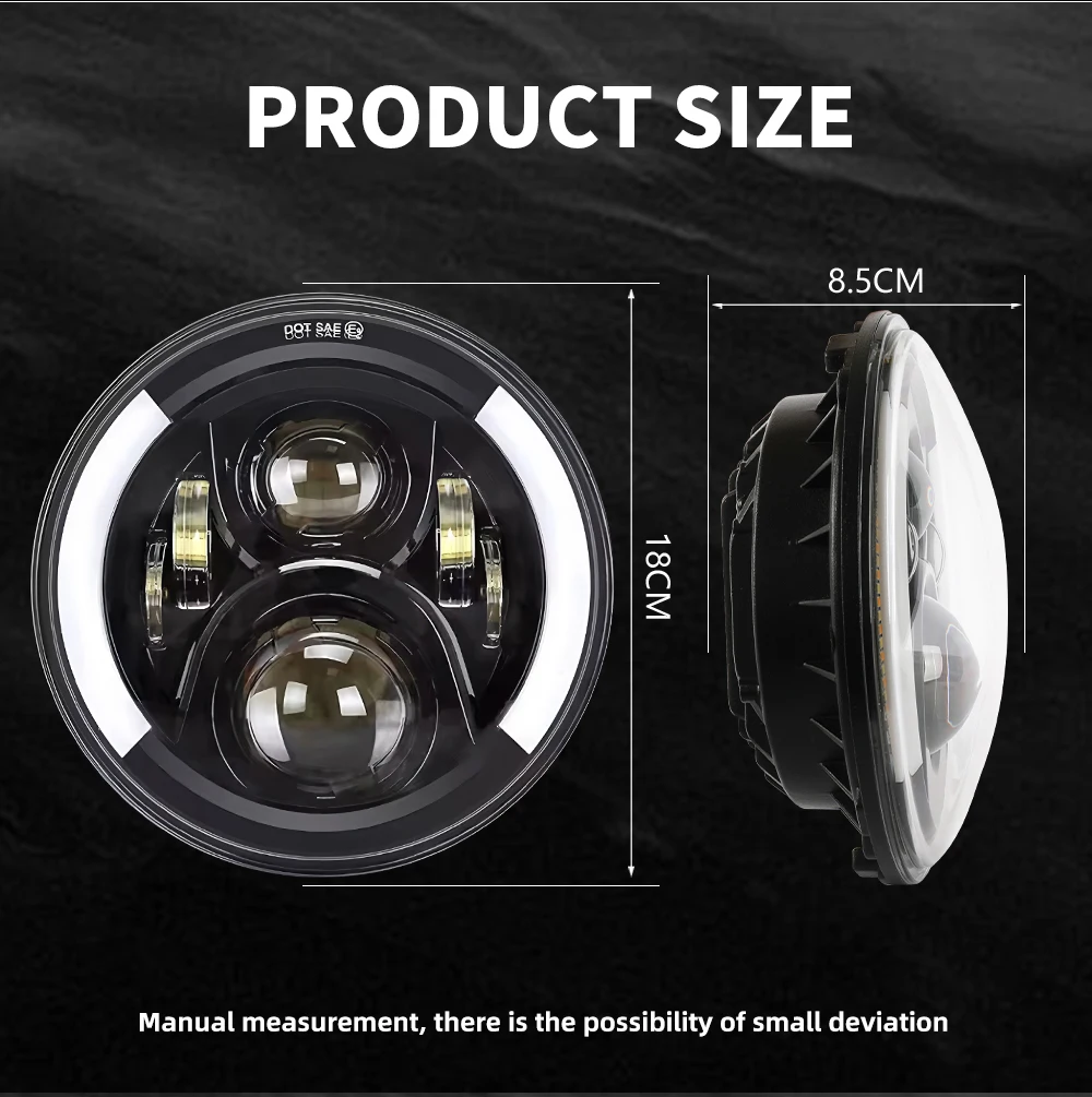 O LIGHT Car 7 Inch Led Headlight Hi/Low Beam H4 DRL Dot E9 For Jeep Wrangler JK LJ CJ Hummer OffRoad 4x4 Moto Headlamp 12V 24V