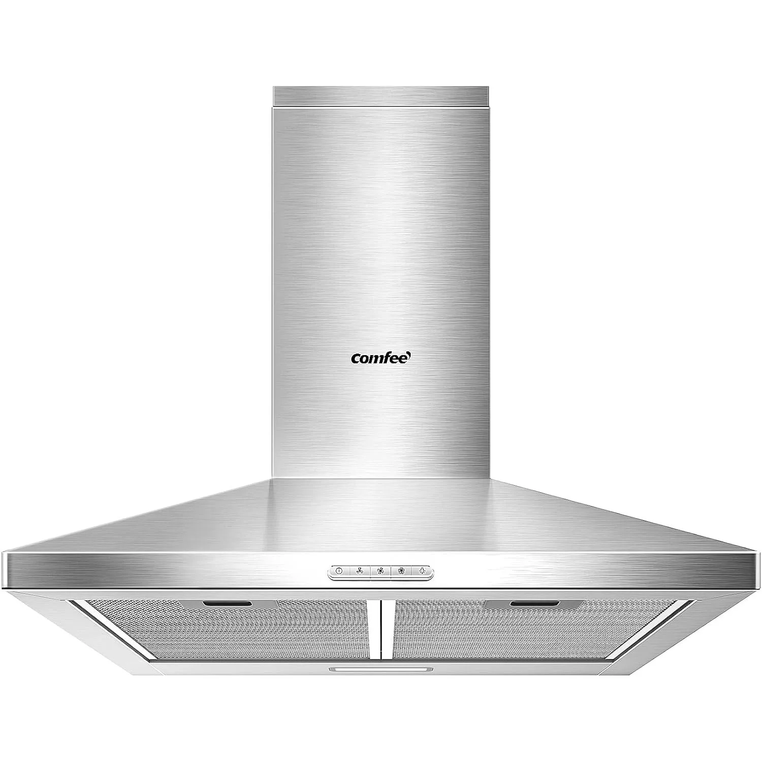 COMFEE' 60cm Chimney Cooker Hood Stainless Steel Extractor Hood with LED and Recirculating System Wall Mounted Range Hood