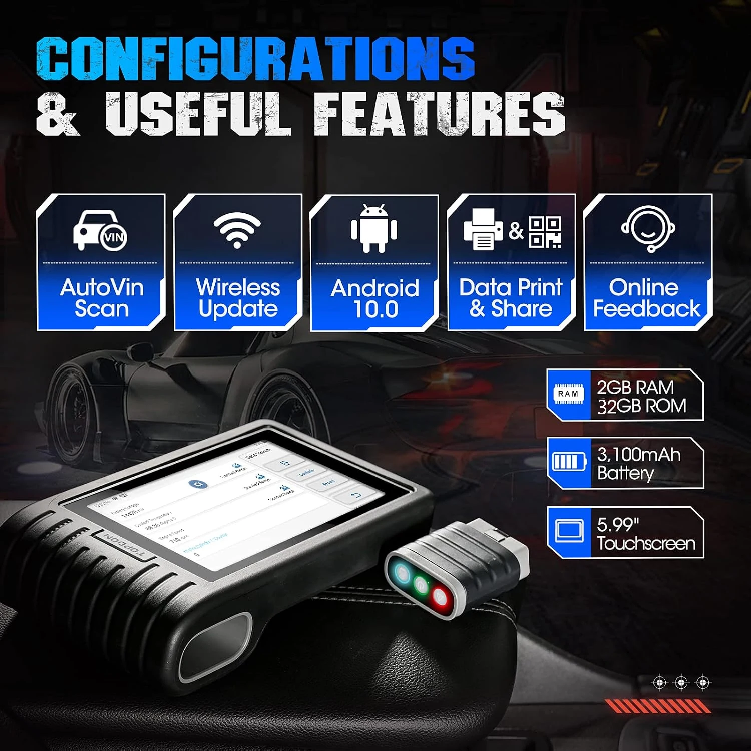 TOPDON Artidiag800 BT Automotive Car Diagnostic Tool Full System OBD2 Scanner Lifetime Free Update Scan Tool VCI Repair Tool