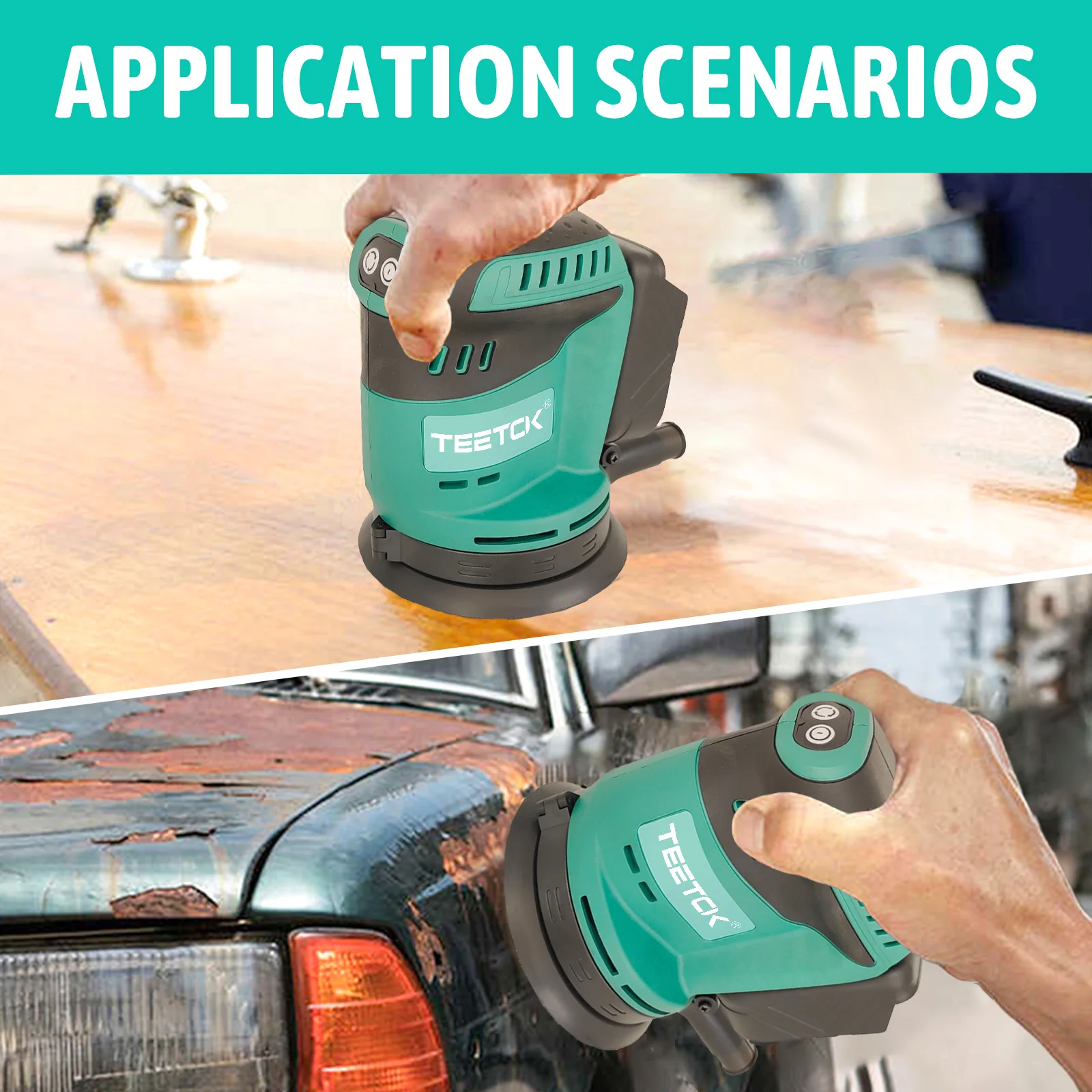 Cordless Random Orbital Sander with 12PCS Sandpaper Compatible with Makita 18V with 2pcs 3.0Ah Battery Machine Wood Tool DIY