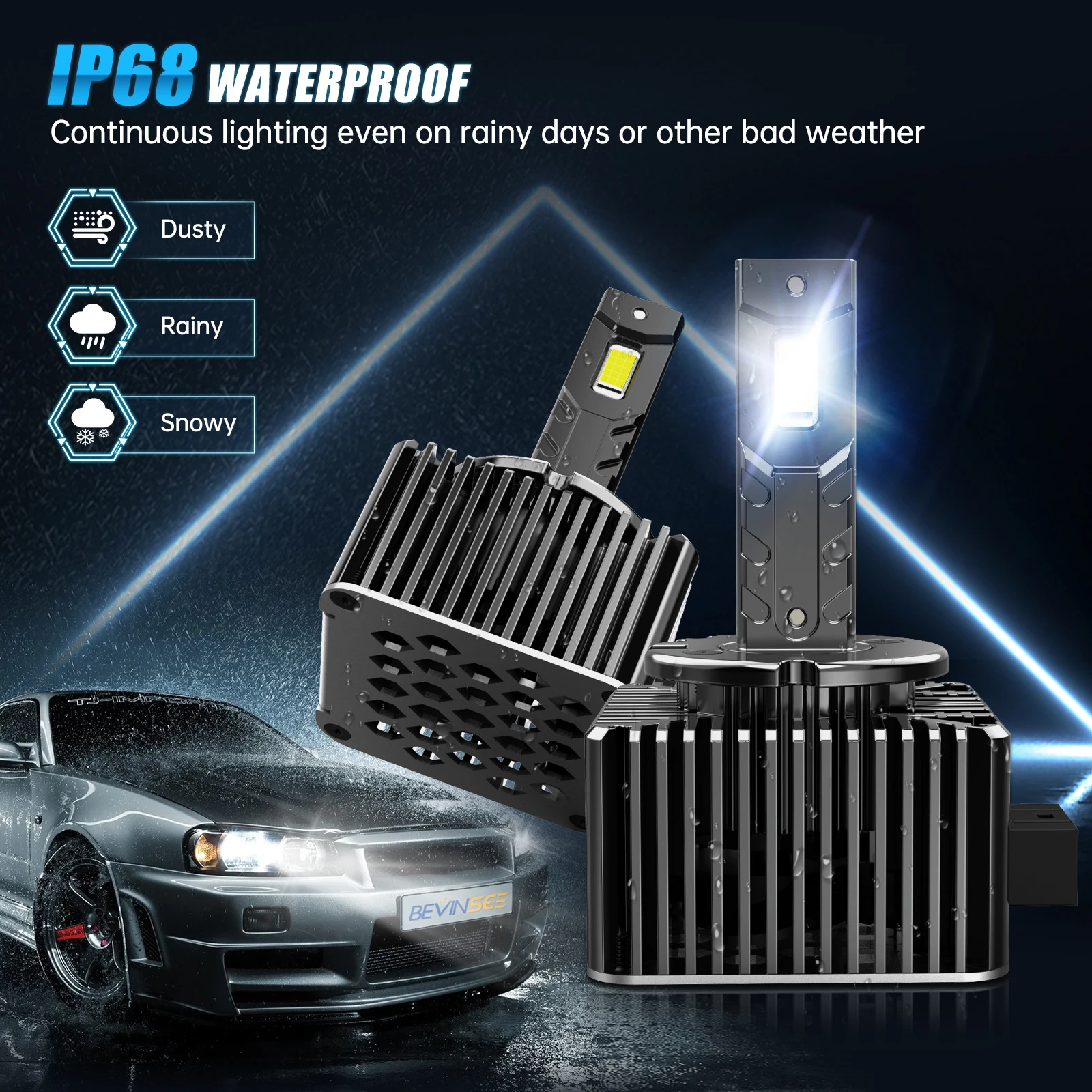 BEVINSEE D1S D3S D1R D3R LED CANBUS Headlight Bulbs 70W 7000LM Xenon Replacement Lamps for VW Passat for Audi Q3 Q5 A5 6000K 12V