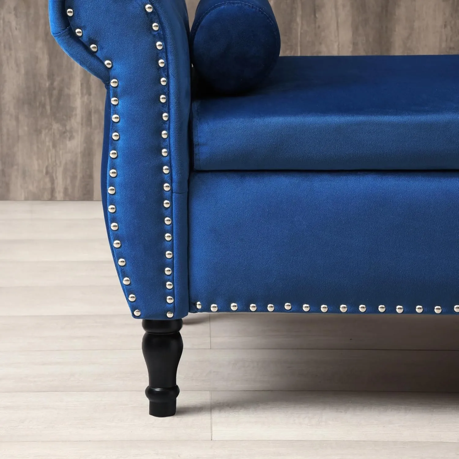 Velvet Storage Bench Upholstered Tufted Ottoman Bench w/ Arms Large Storage Space End of Bed Bench for Bedroom Living Room
