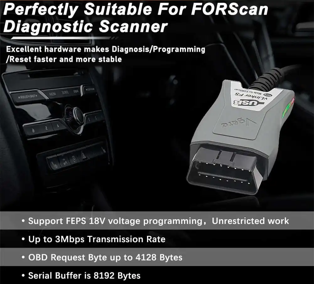 Vgate vLinker FS ELM327 For Ford FORScan HS/MS-CAN ELM 327 OBD 2 OBD2 Car Diagnostic Scanner Interface Tools OBDII For Mazda