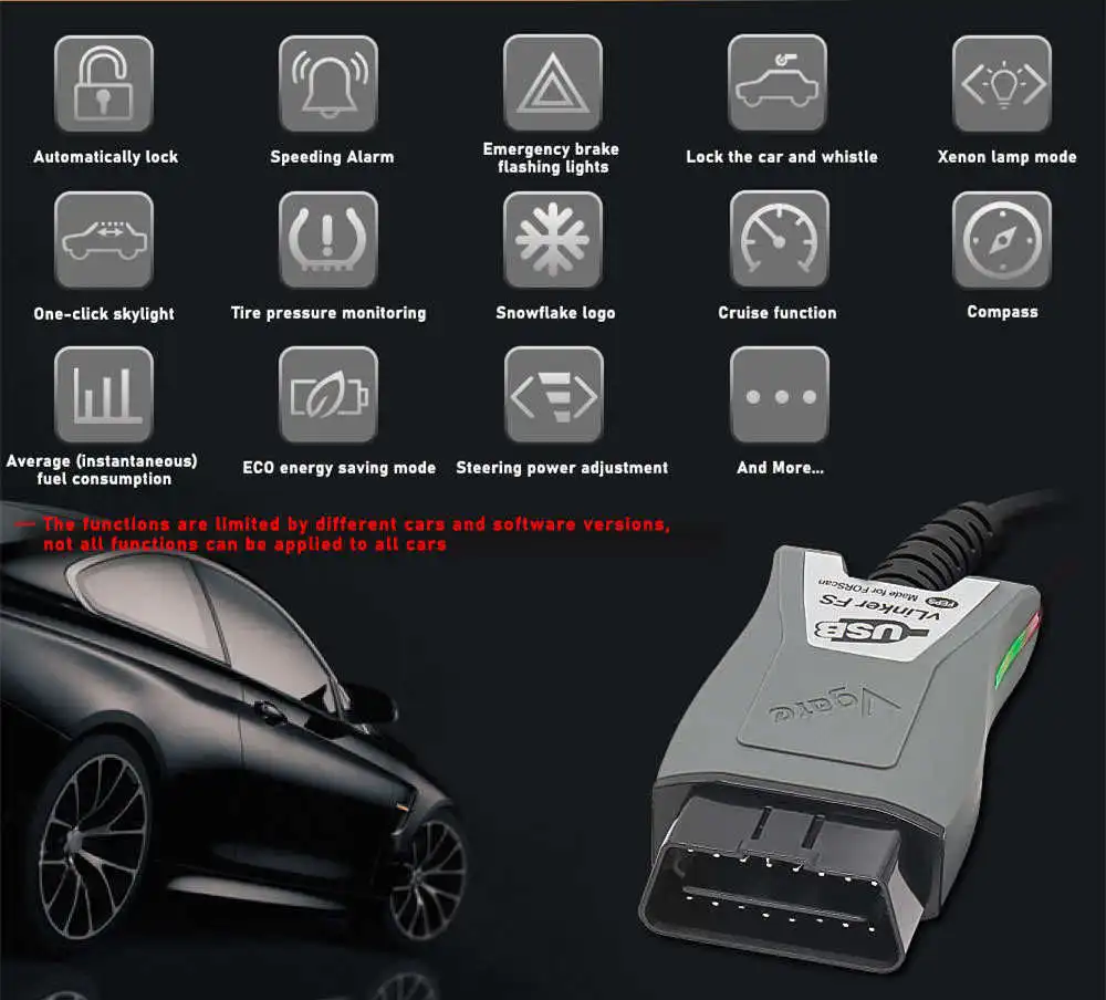 Vgate vLinker FS ELM327 For Ford FORScan HS/MS-CAN ELM 327 OBD 2 OBD2 Car Diagnostic Scanner Interface Tools OBDII For Mazda