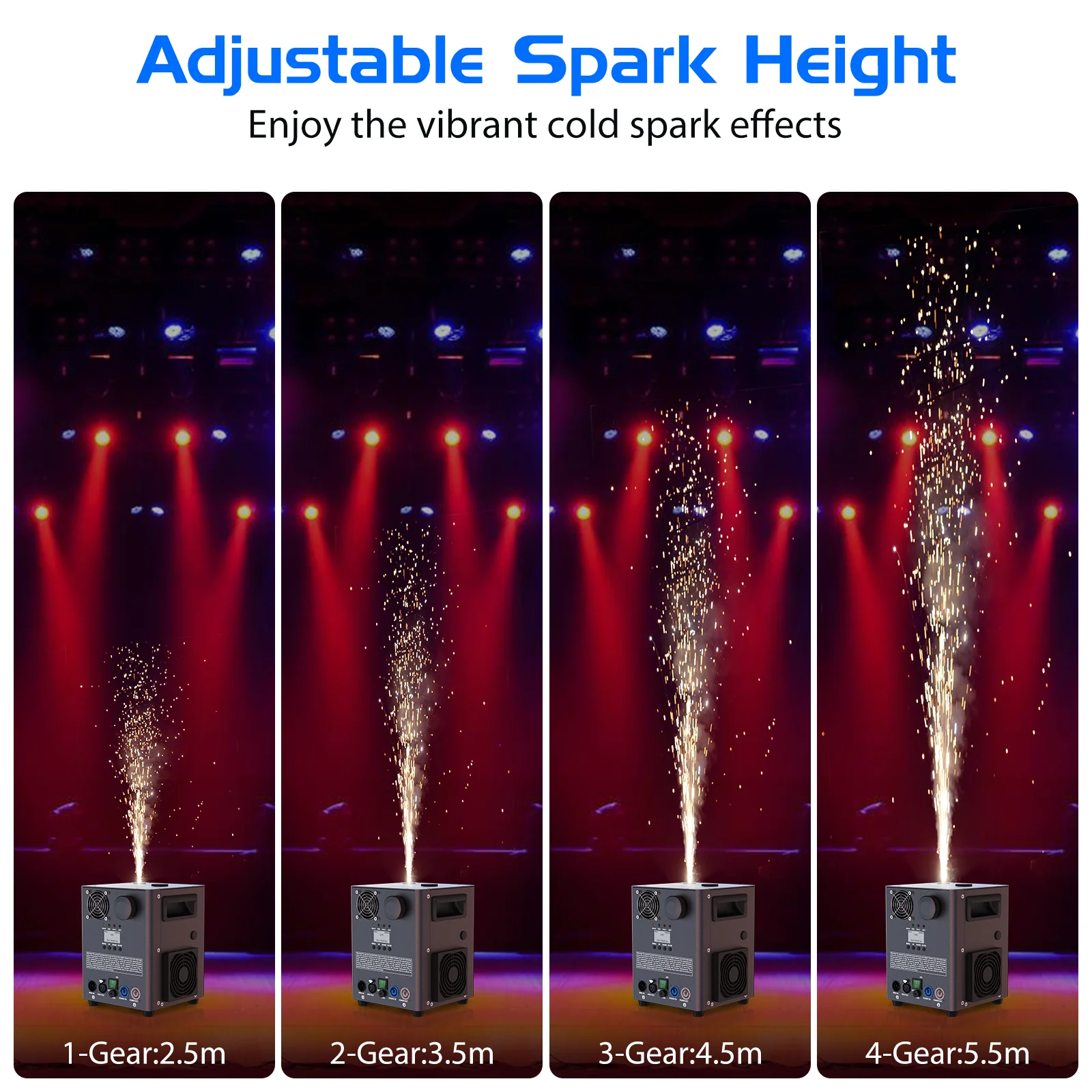 LeLeght New 800W Pyrotechnics Machines Cold Spark Fire Machine D-MX512 With Remote Control for Bar Party Christmas Wedding