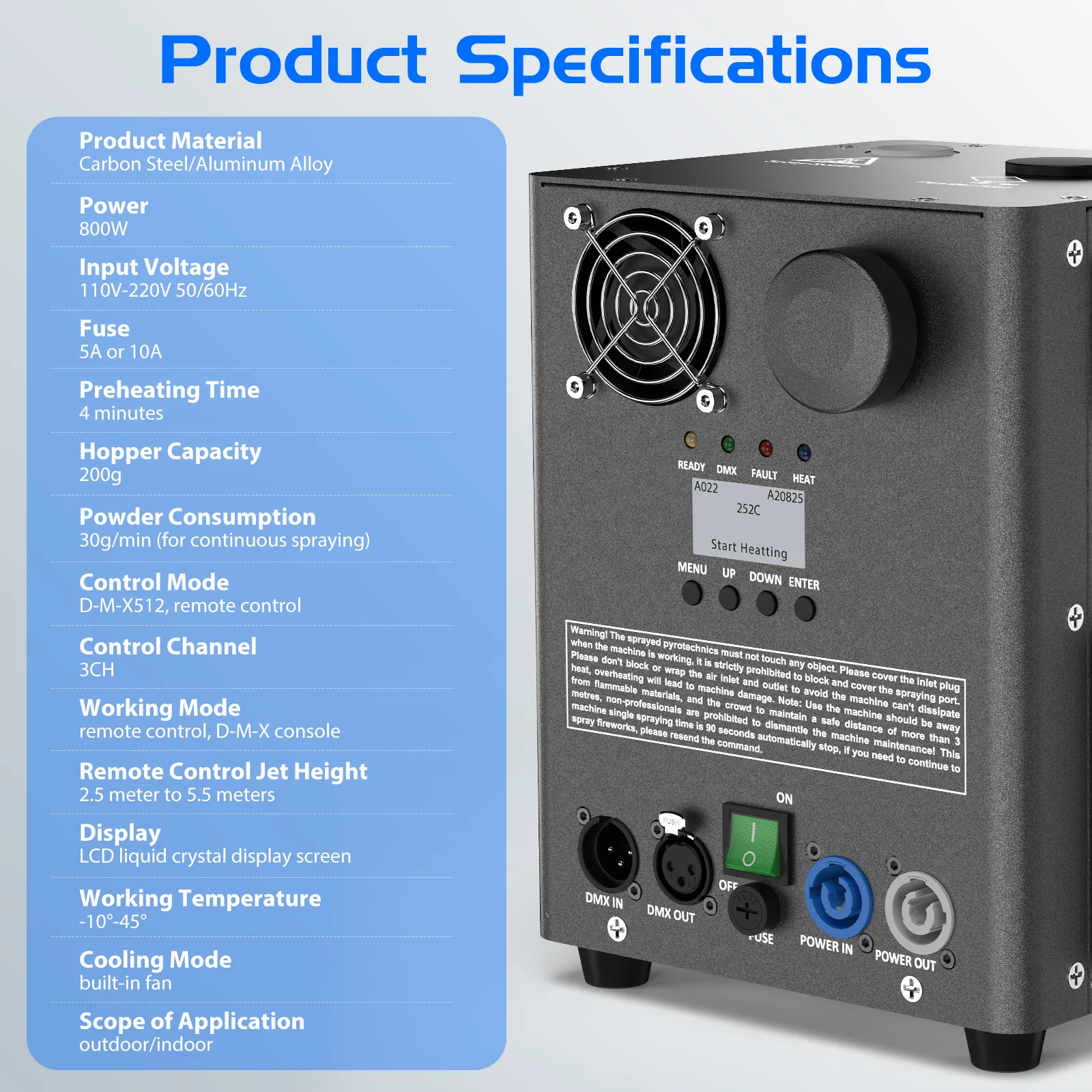 LeLeght New 800W Pyrotechnics Machines Cold Spark Fire Machine D-MX512 With Remote Control for Bar Party Christmas Wedding