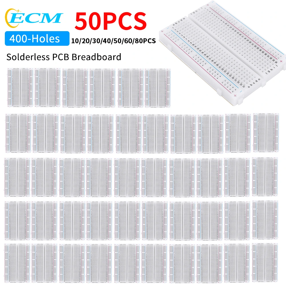 1-50PCS 400 Tie Points Solderless PCB Breadboard BB-801 Prototype Universal Mini Bread Board for Arduino Proto Raspberry Pi Kits