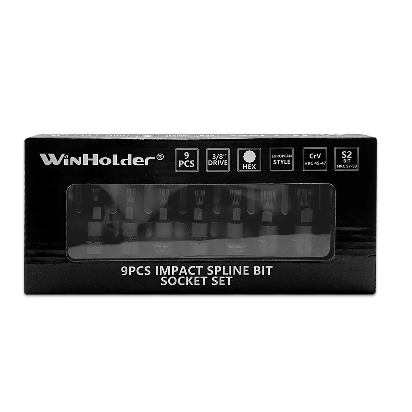 9pcs Impact Spline Bit Socket Set 3/8" Drive M4 - M14 CR-V Steel Set M4 - M5 - M6 - M7 - M8 - M9 - M10 - M12 - M14 Tools
