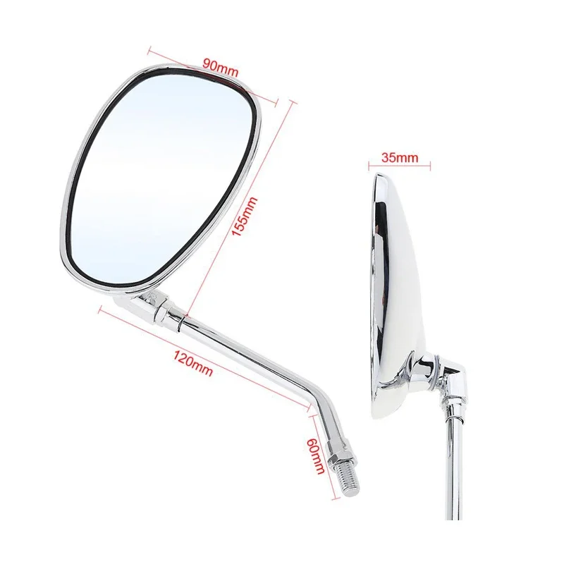 10MM Universal Chrome Rearview Mirrors Motorcycle Motocross Scooter E-bike Racing Motorbike Side Mirror Rear View Accessories