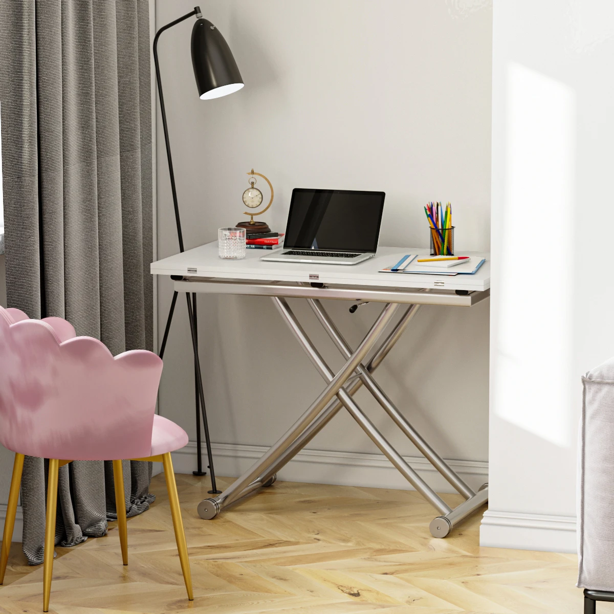 Height Adjustable Coffee Table, Modern Expandable Dining Table,Save Space Table for Living Room,Dining room