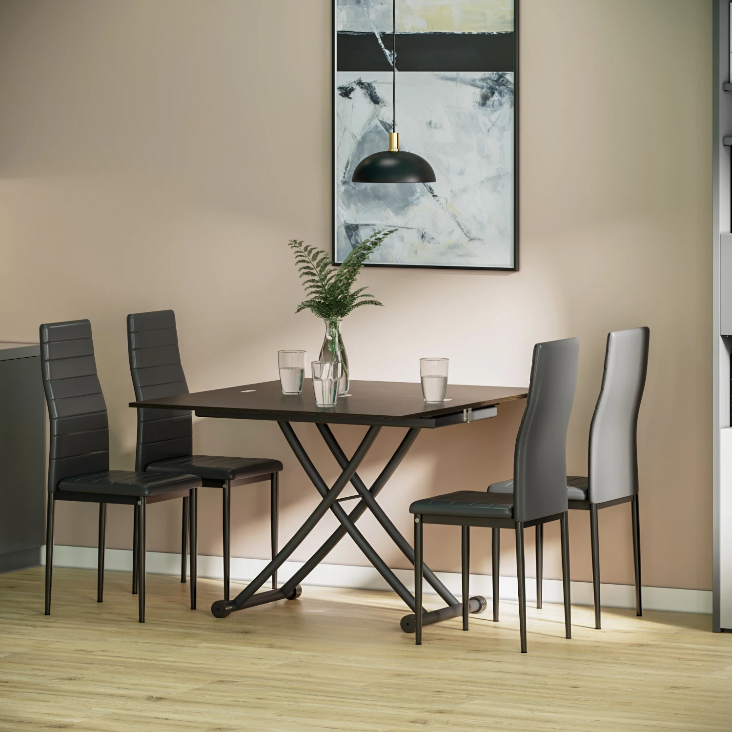 Height Adjustable Coffee Table, Modern Expandable Dining Table,Save Space Table for Living Room,Dining room