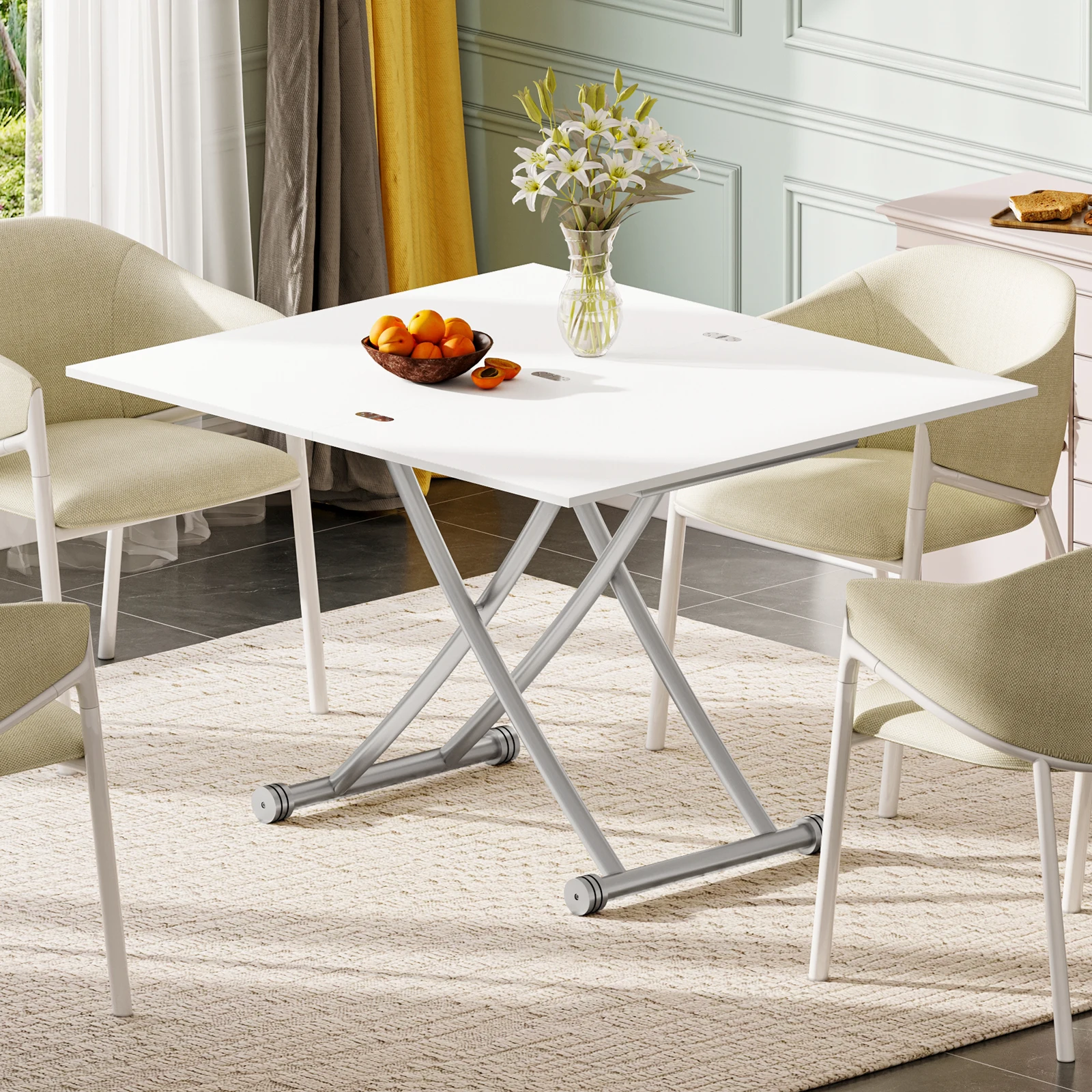 Height Adjustable Coffee Table, Modern Expandable Dining Table,Save Space Table for Living Room,Dining room