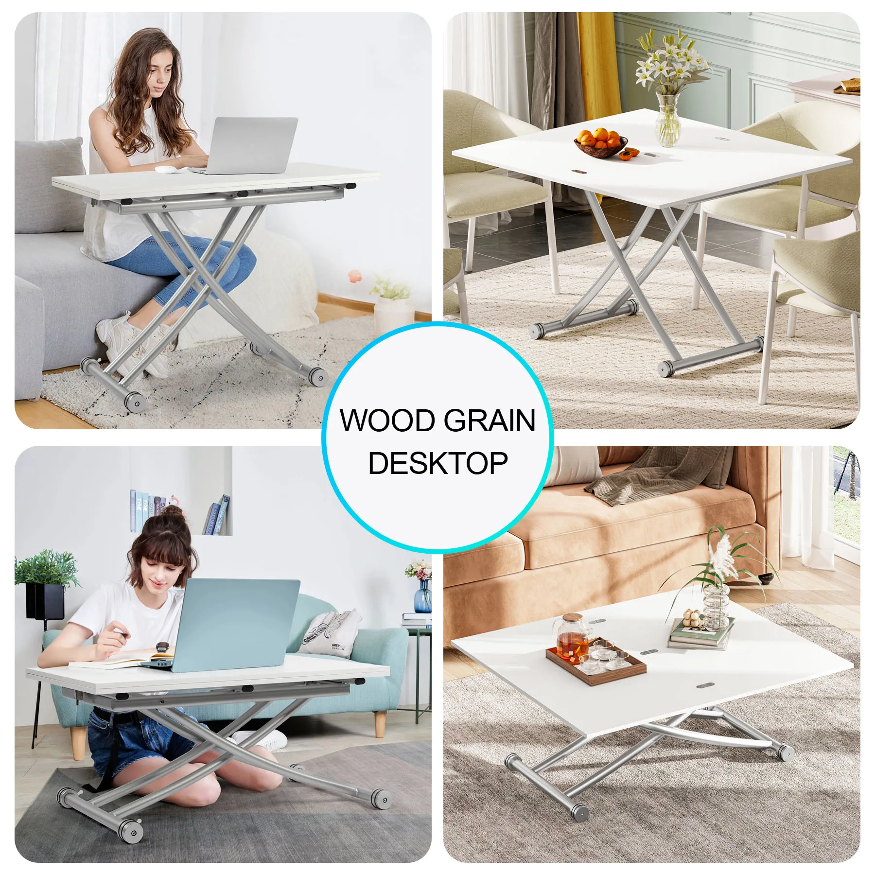 Height Adjustable Coffee Table, Modern Expandable Dining Table,Save Space Table for Living Room,Dining room