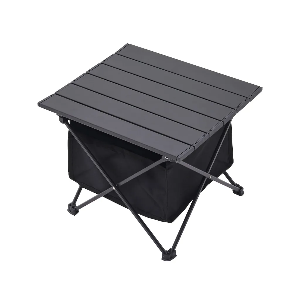 Portable outdoor folding camping table with storage basket aluminum picnic table barbecue table outdoor dining table stall table