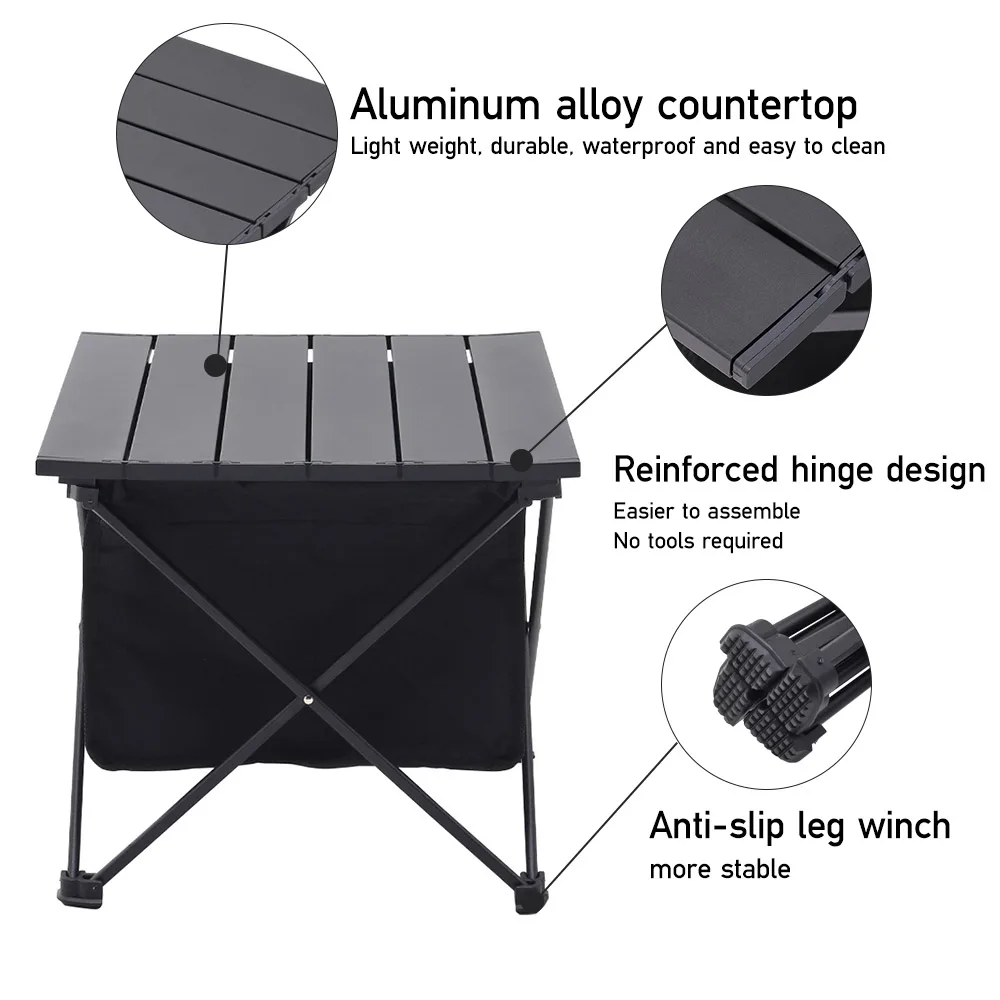 Portable outdoor folding camping table with storage basket aluminum picnic table barbecue table outdoor dining table stall table